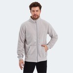 Slazenger Gri Sansa Regular Fit Dik Yaka Fermuarlı Uzun Kollu Erkek Sweatshirt Polar