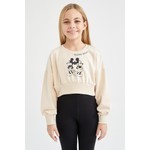 DeFacto Kız Çocuk Disney Mickey & Minnie Crop Bisiklet Yaka Sweatshirt V1592A621AU