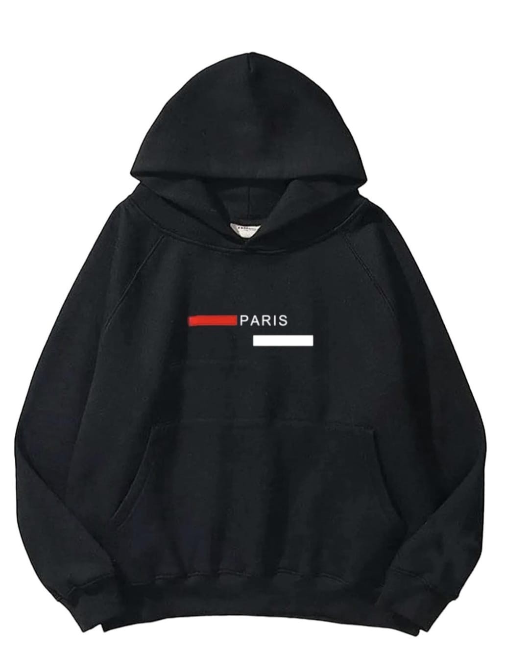 Unisex Basic Sweatshirt Kapşonlu Hoodie Paris Baskılı  %100 Pamuklu - SİYAH