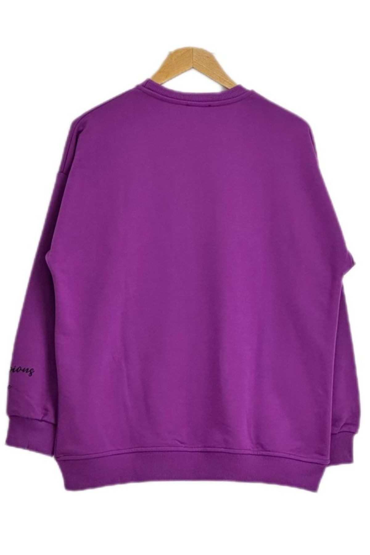 Sweatshirt Mor Renk Calıfornıa Baskılı 3iplik Şardonsuz Bisiklet Yaka Oversize