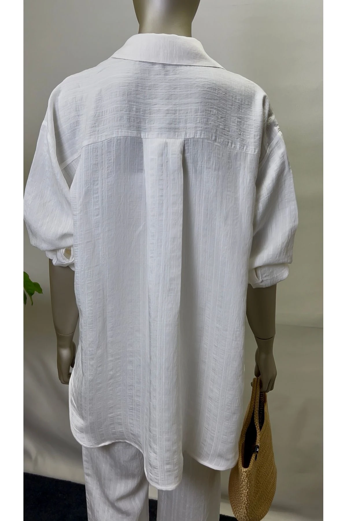 Kadın Beyaz Pantolon Gömlek Alt Üst İkili Takım