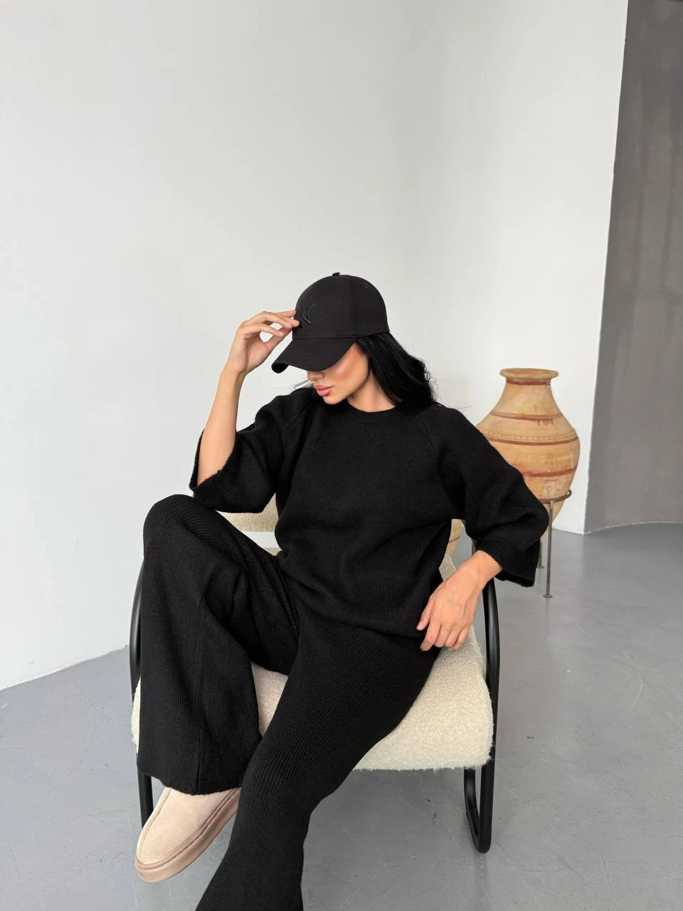 Kadın Fakir Kol Yüksek Bel Triko İkili Takım