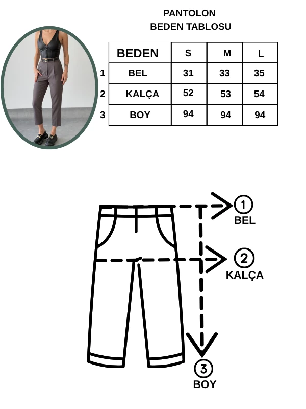 Kadın Bej Yüksek Bel Önü Pileli Kemerli Havuç Pantolon