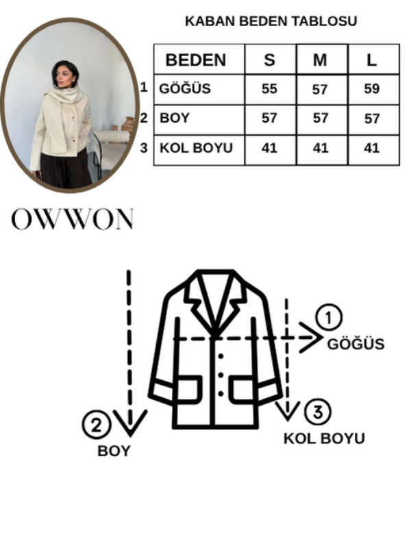 Kadın Atkılı Düğmeli Kaşe Kaban