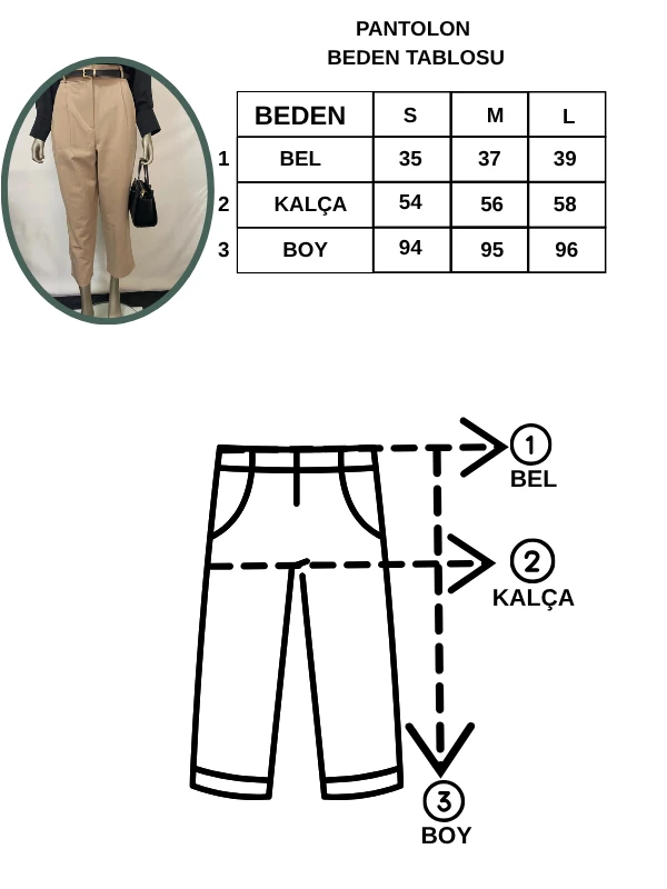 Kadın Yüksek Bel Önü Pileli Kahverengi Havuç Pantolon