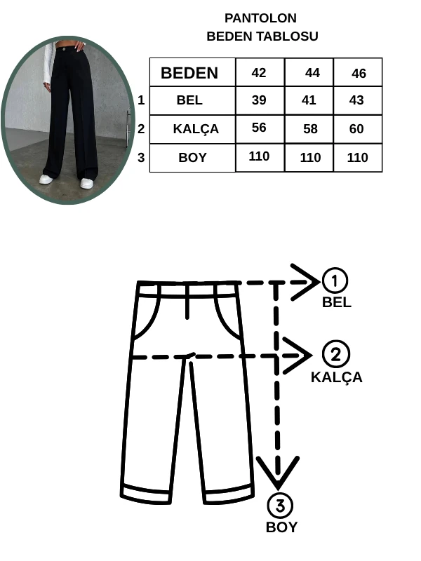 Kadın Siyah Yüksek Bel Metal Düğme Detaylı Palazzo Pantolon