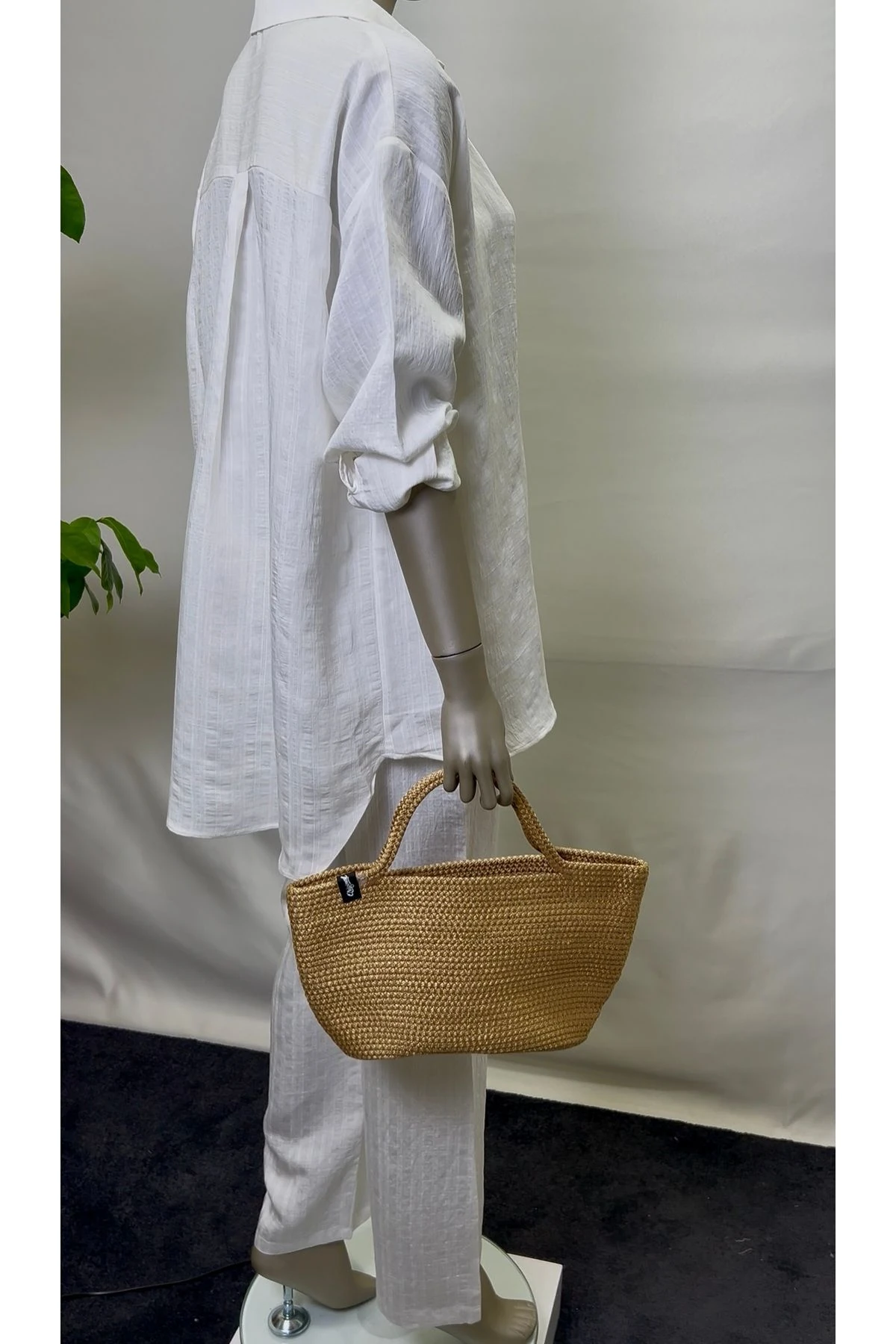 Kadın Beyaz Pantolon Gömlek Alt Üst İkili Takım