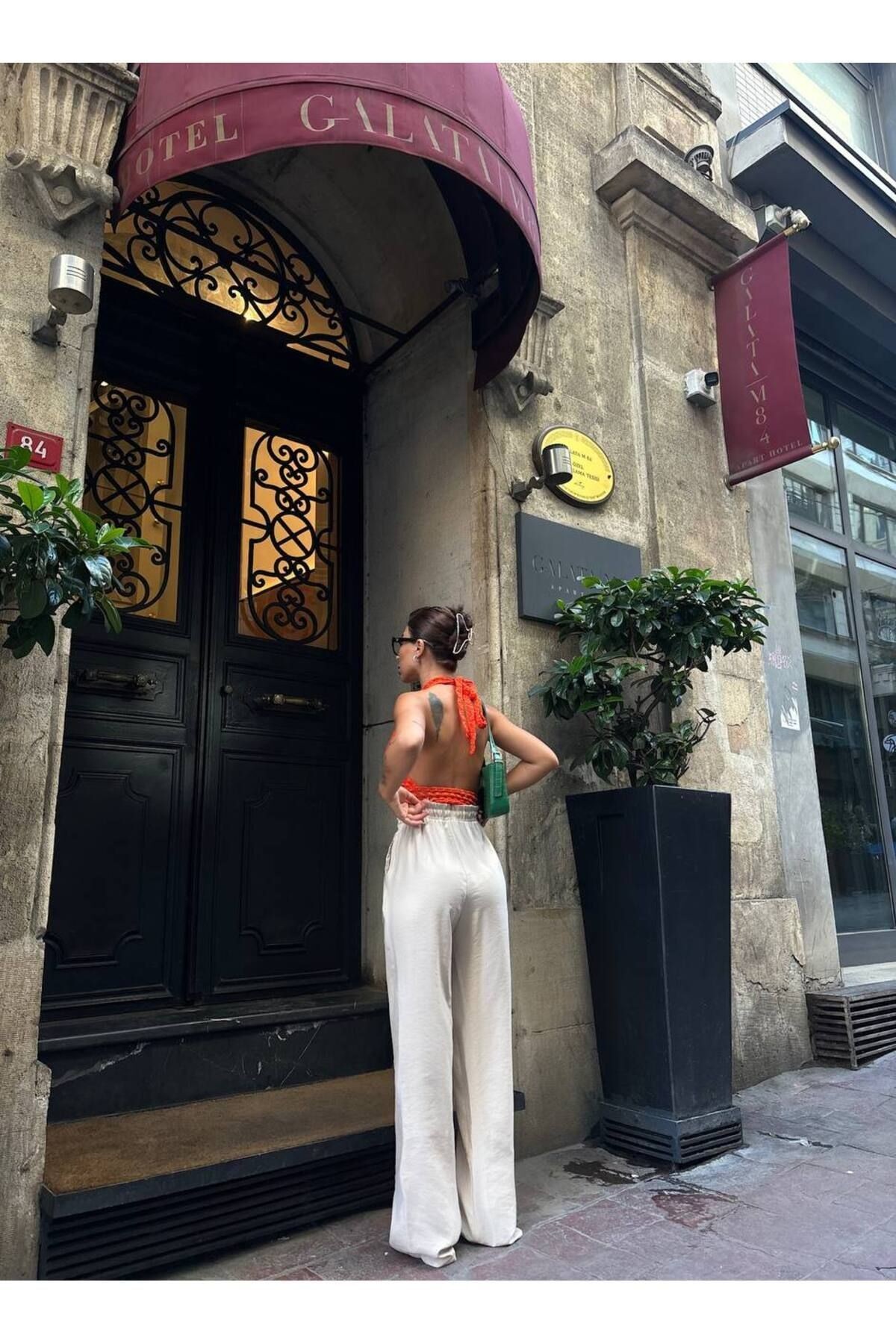 Kadın Taş Yüksek Bel Modal Kumaş Özel Tasarım Palazzo Pantolon