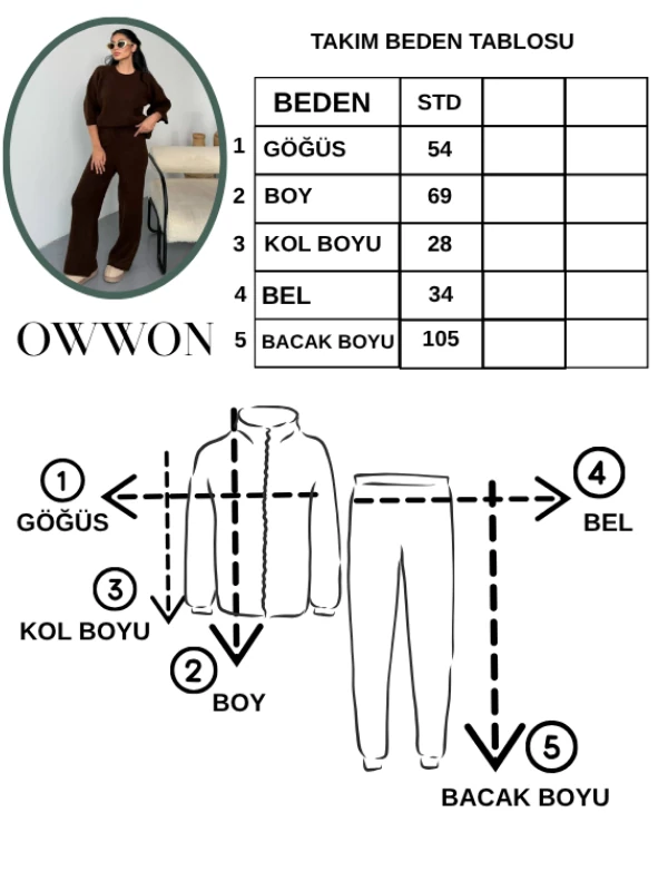 Kadın Fakir Kol Yüksek Bel Triko İkili Takım