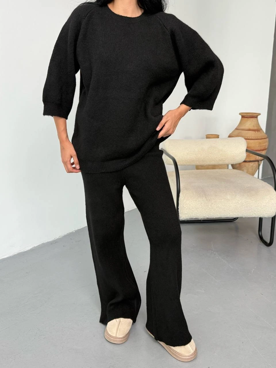 Kadın Fakir Kol Yüksek Bel Triko İkili Takım