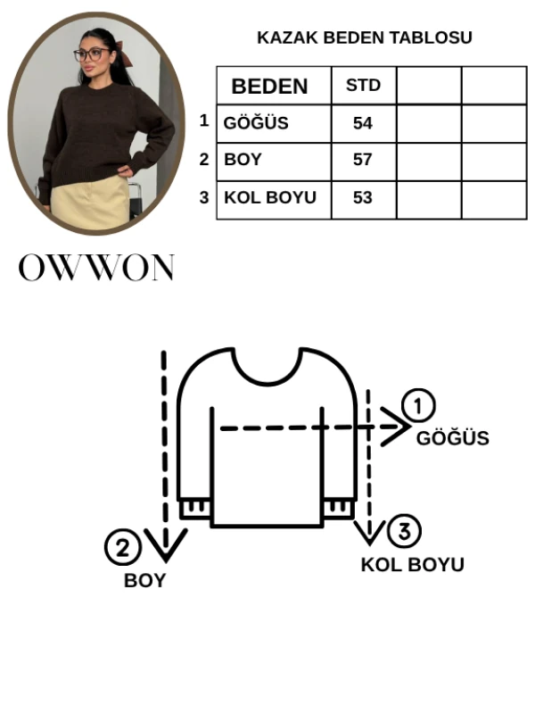 Kadın Bisiklet Yaka Yumuşak Dokulu Triko Kazak 