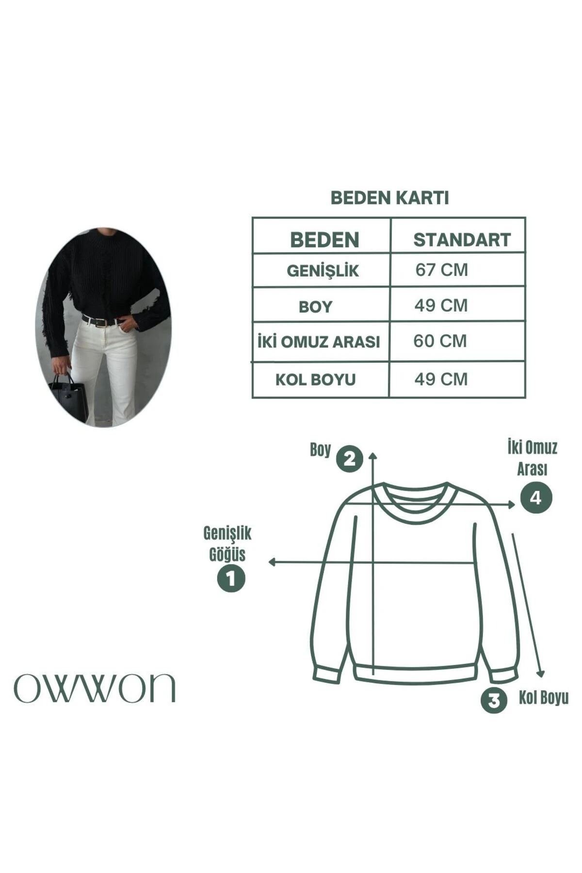 Kadın Yırtık Detaylı Yarım Boğazlı Oversize Triko Kazak