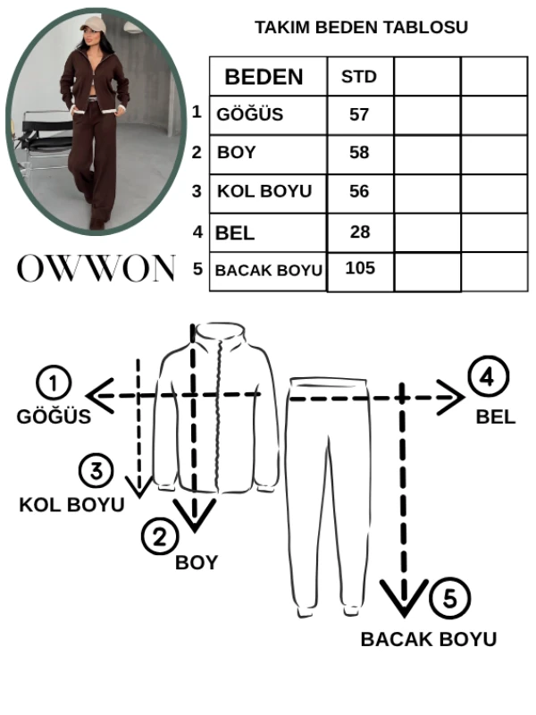Kadın Fermuarlı Boğazlı Triko İkili Takım