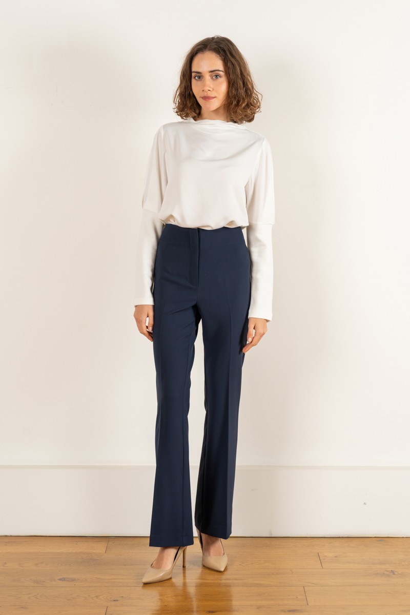 High-Waist Flare Pantolon - LACİVERT