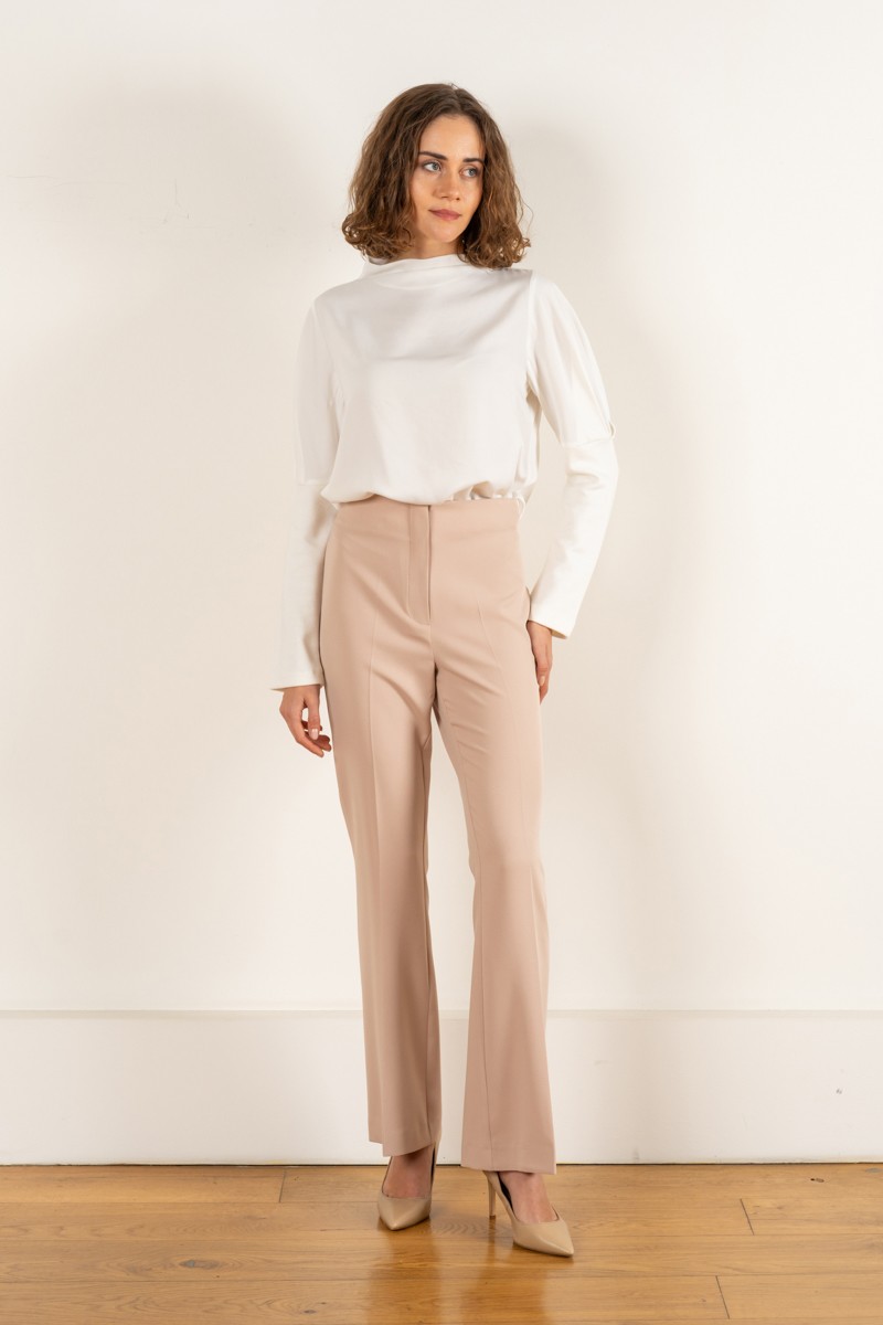 High-Waist Flare Pantolon - BEJ