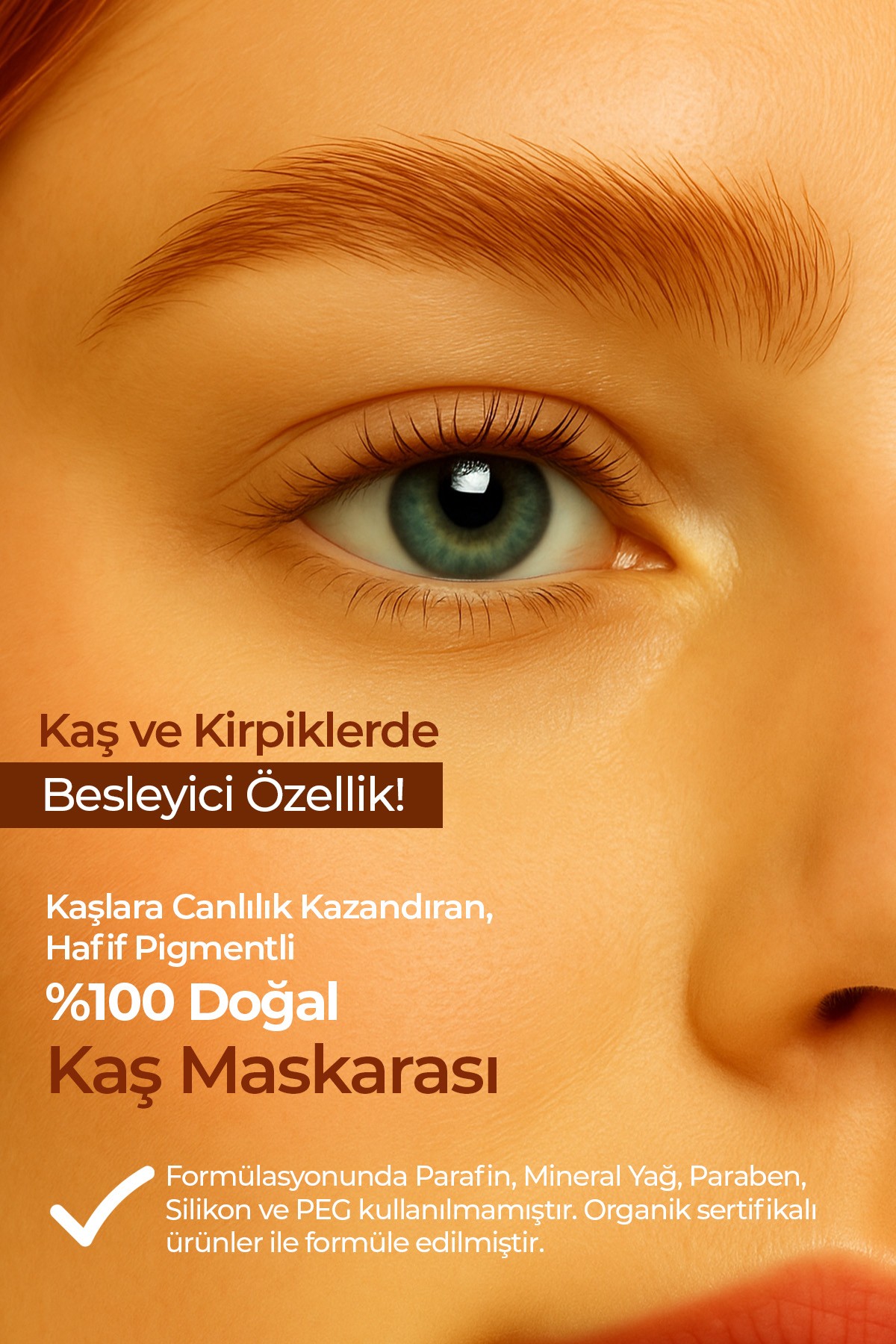 %100 Doğal, 3’ü 1 Arada Kaş Maskarası / Eyebrow Mascara – 01 Scarlet Bakır / Kızıl
