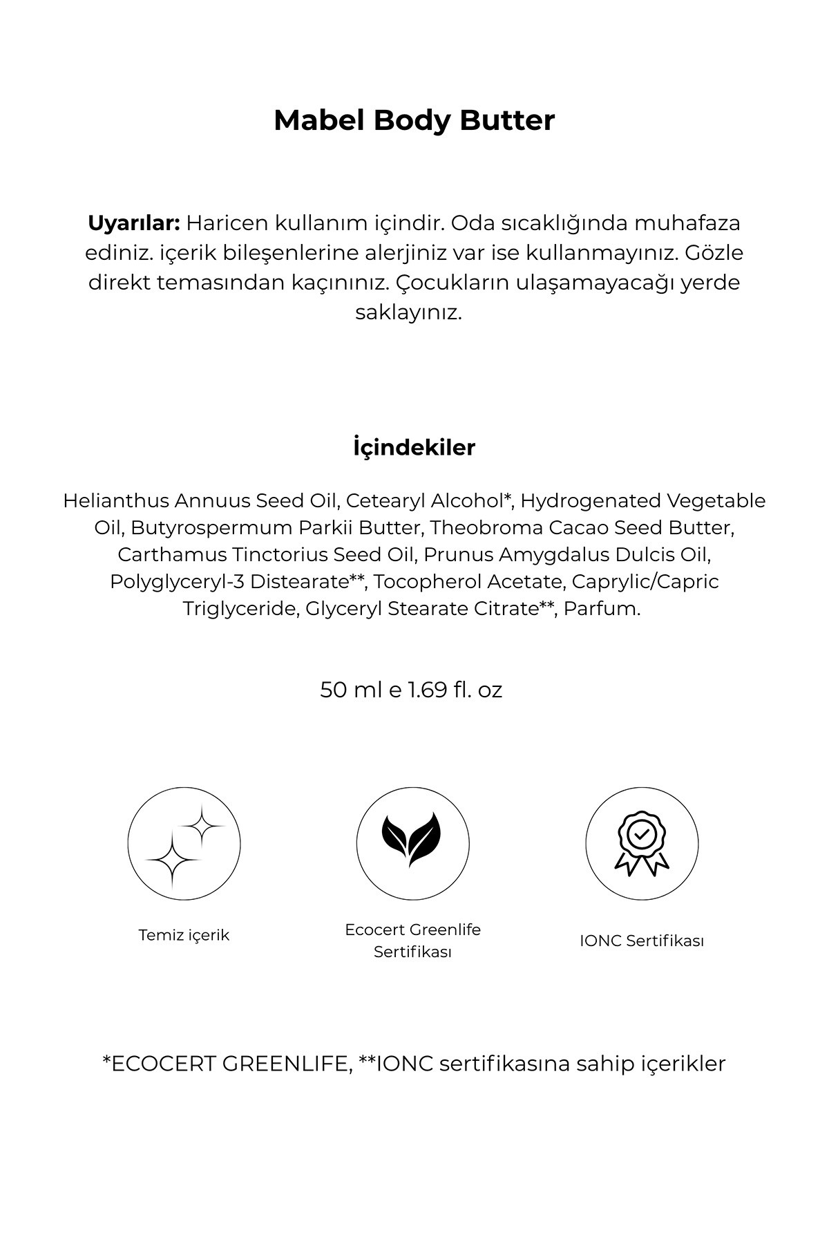 Noemi Body Butter - Yoğun Nemlendirici Vücut Yağı - Mabel 50ml