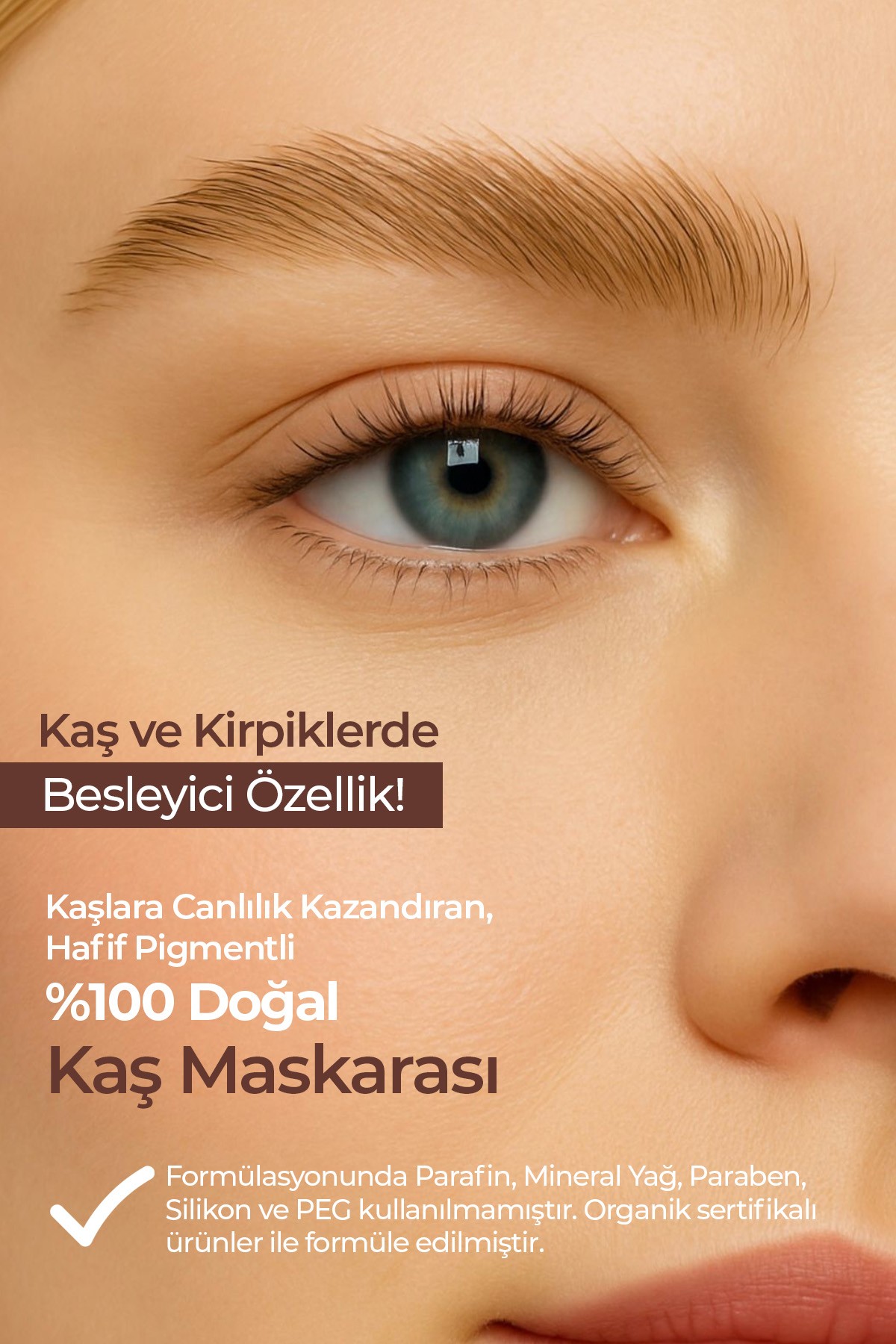 %100 Doğal, 3’ü 1 Arada Kaş Maskarası / Eyebrow Mascara - 02 Taupe Brown / Açık Kahve
