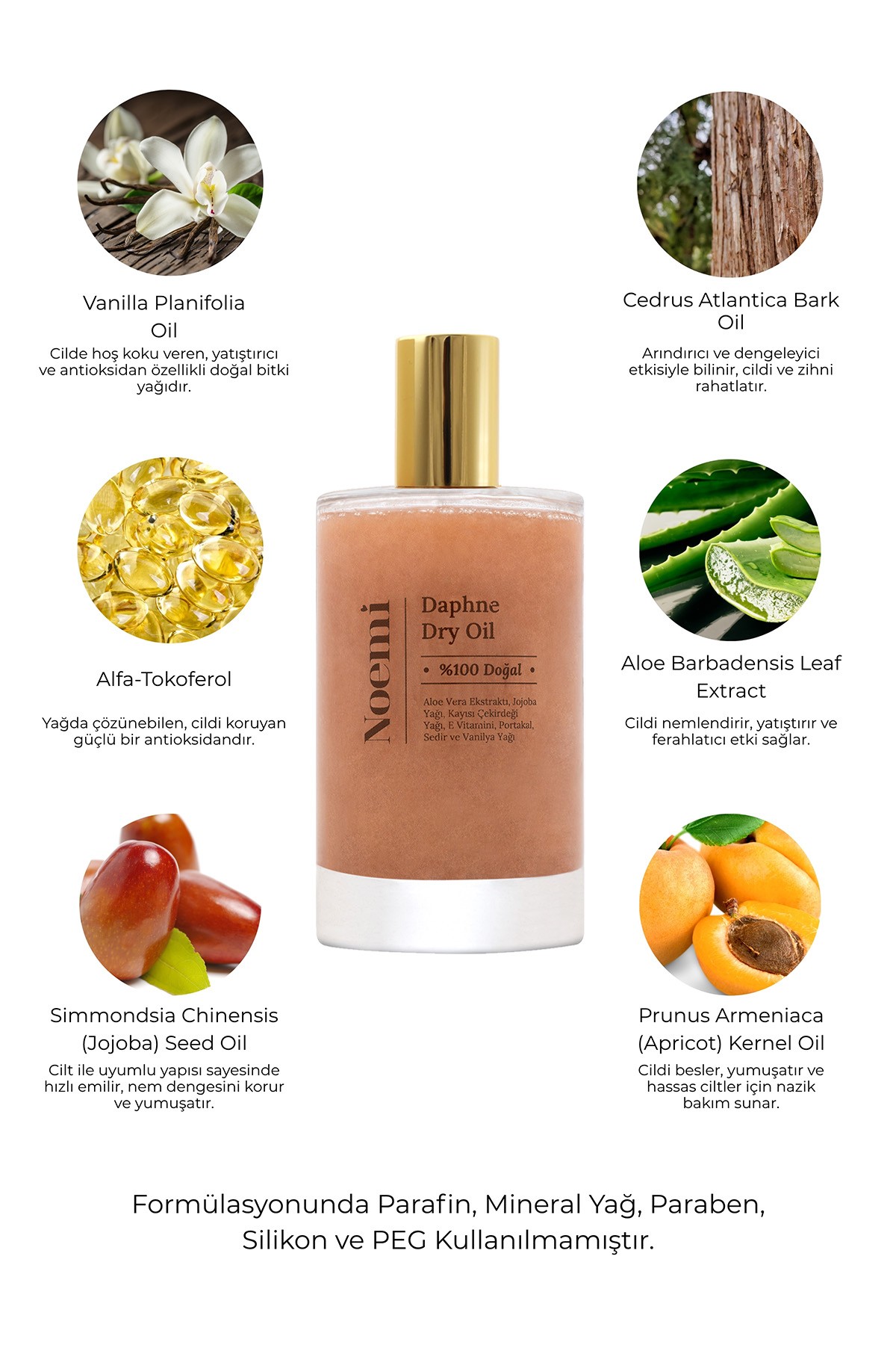Dry Oil Daphne- %100 Doğal İçerikli Işıltılı Bakım Yağı - 100 ml