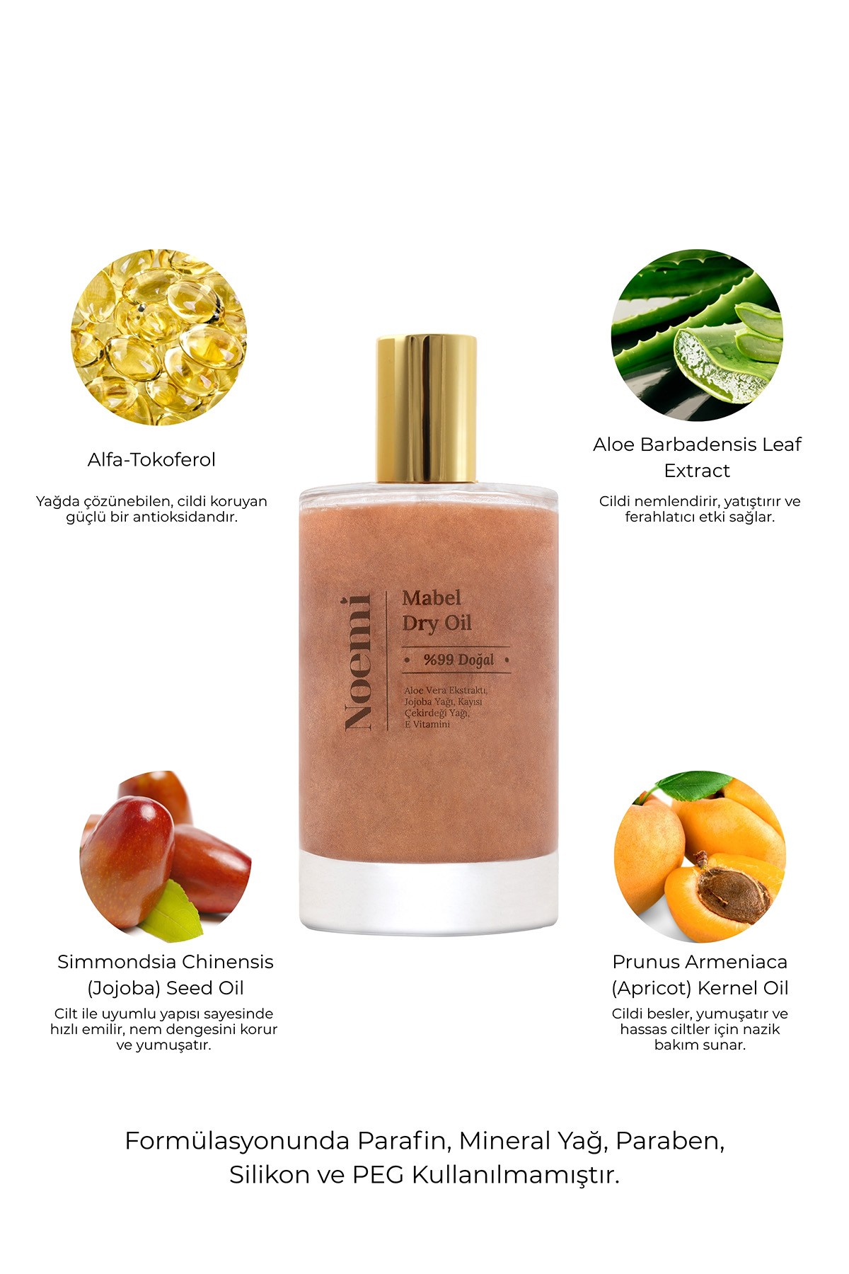 Noemi Dry Oil Mabel– 99% Doğal İçerikli Işıltılı Bakım Yağı – 100 ml