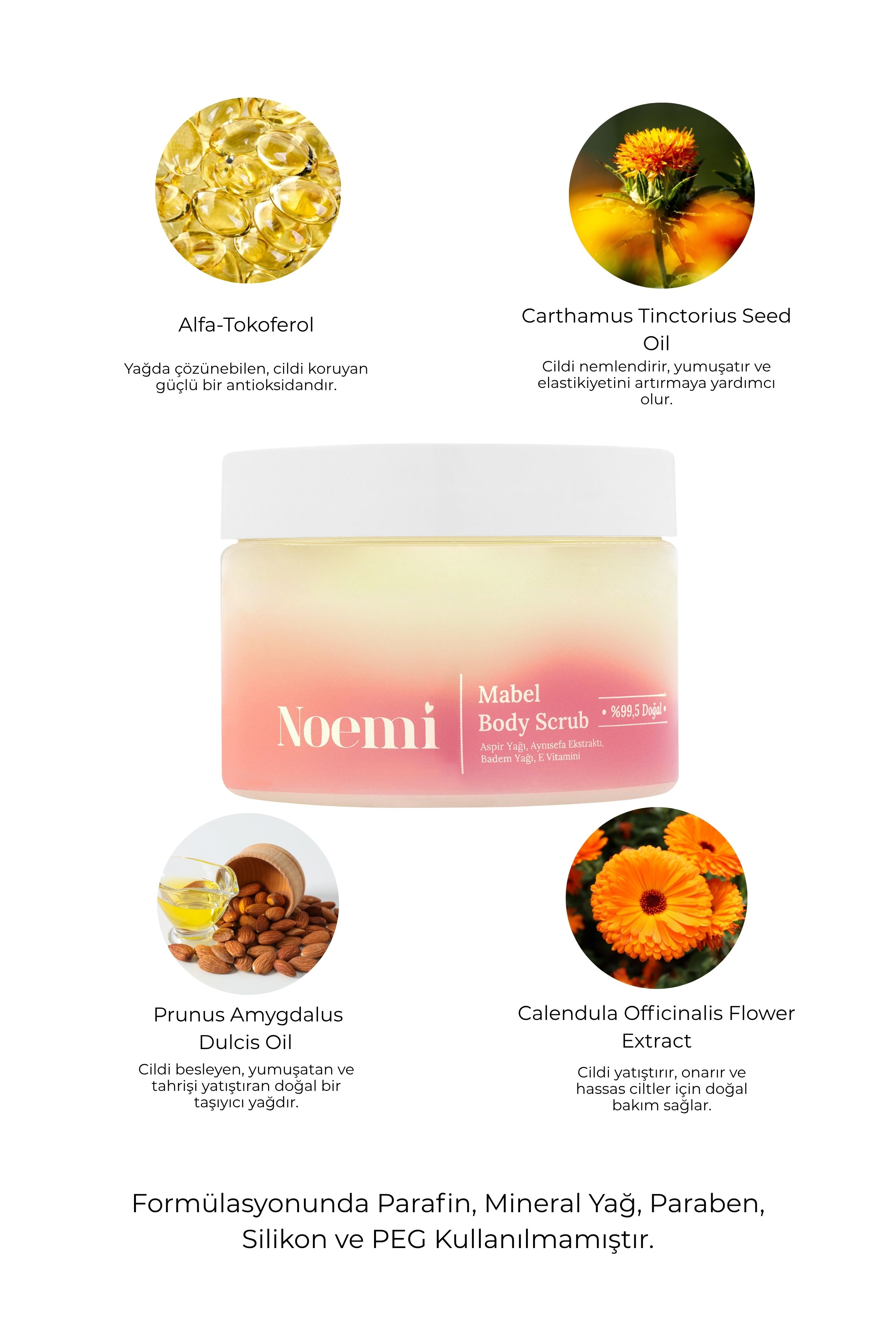 Doğal Body Scrub - Arındırıcı, Yoğun Nemlendirici El Ve Vücut Peelingi   - Mabel 300gr