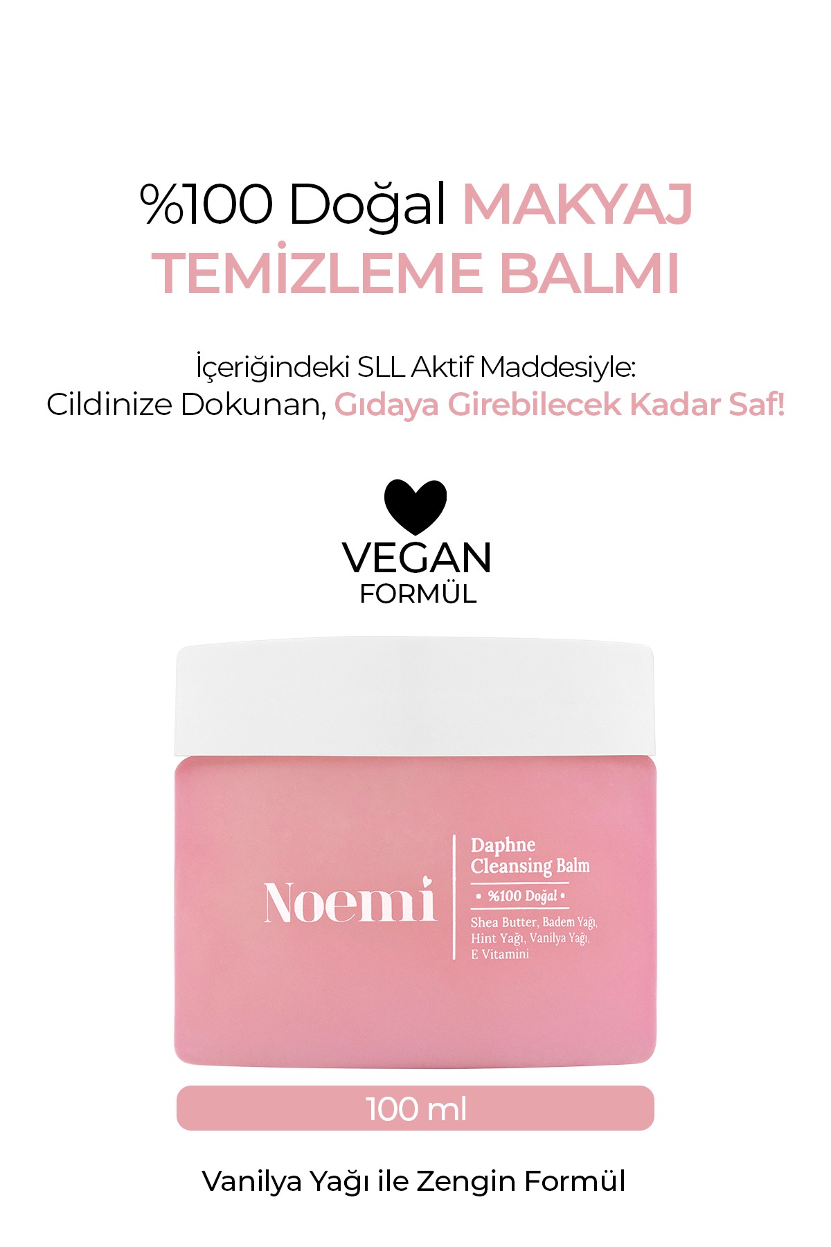 %100 Doğal Makyaj Temizleme Balmı - Make Up Remover Balm - Vanilya Kokulu - 100ml
