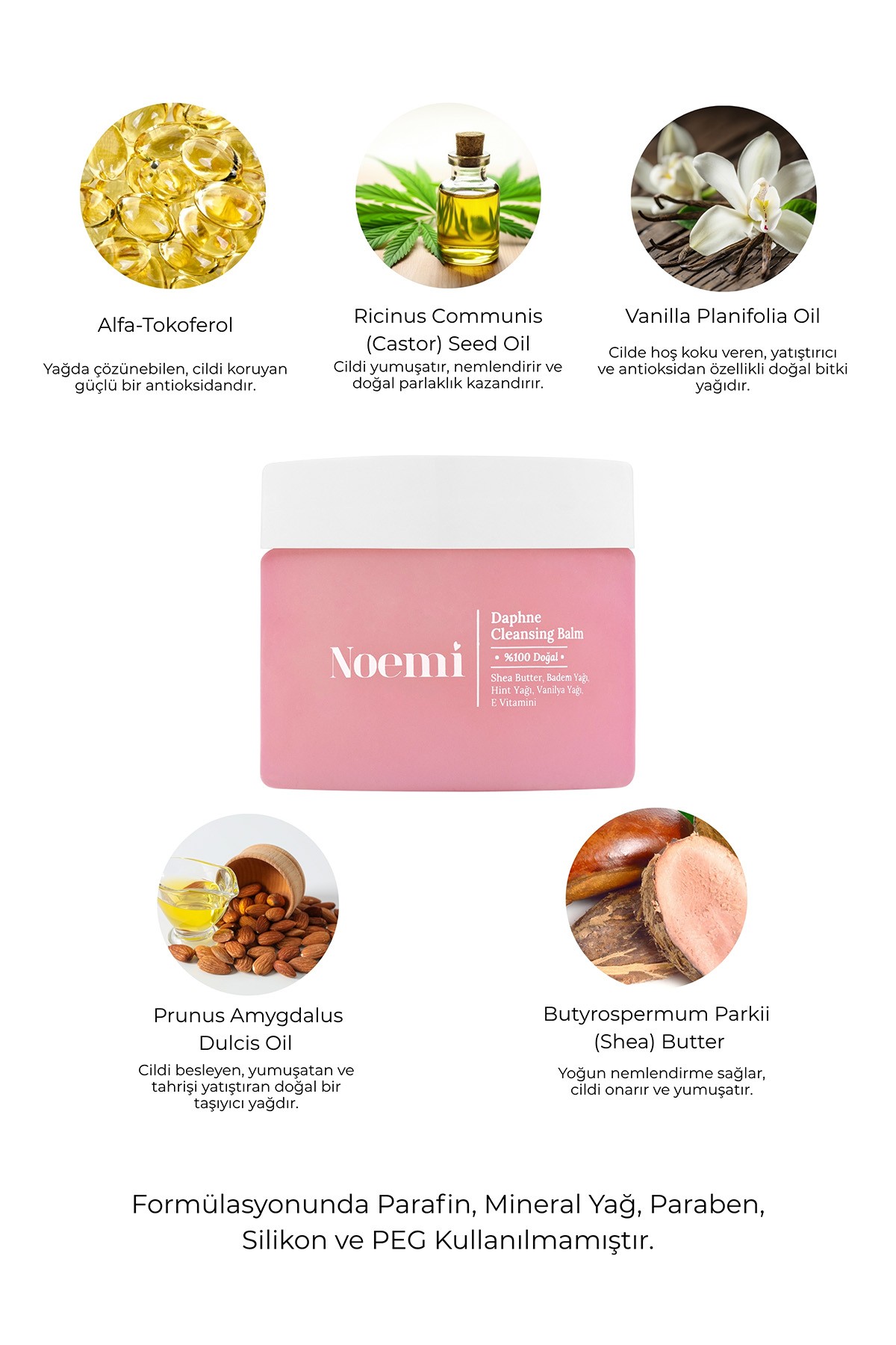 %100 Doğal Makyaj Temizleme Balmı - Make Up Remover Balm - Vanilya Kokulu - 100ml