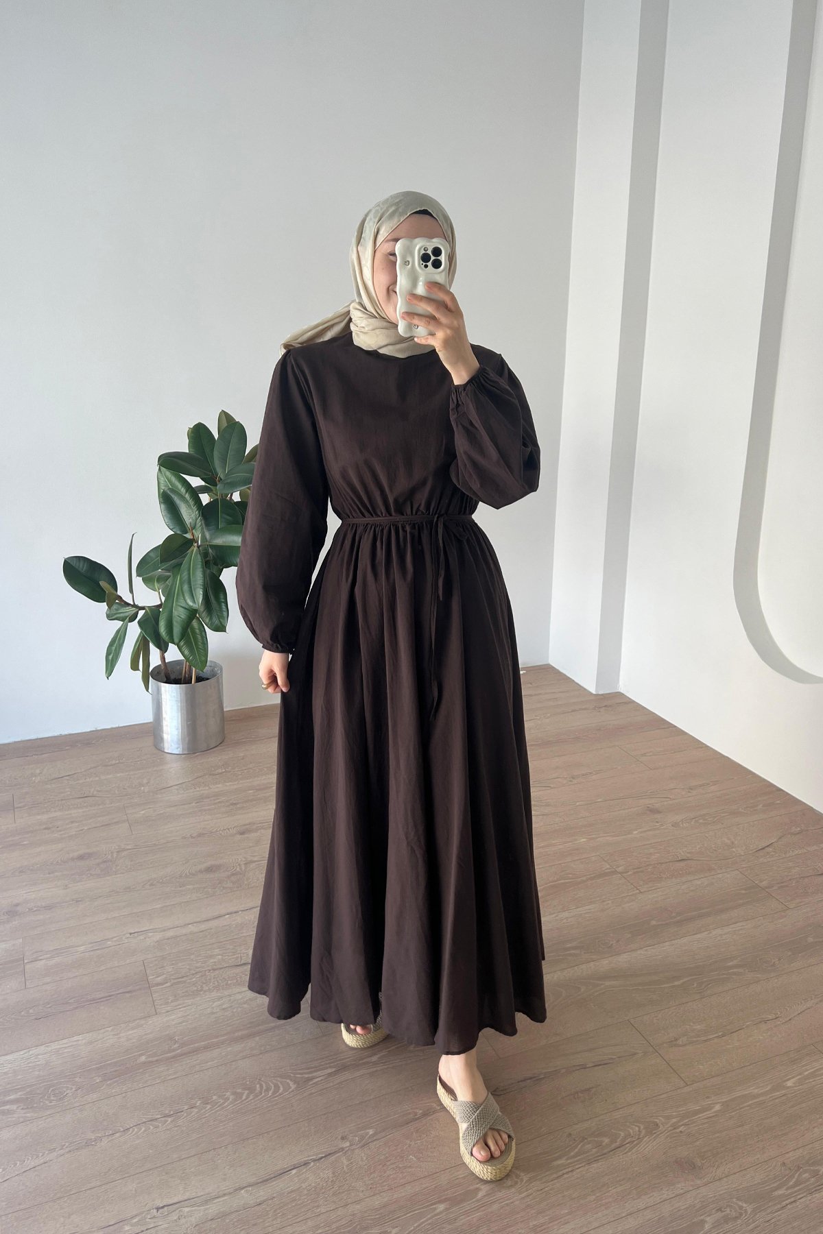 Basic Vual Elbise Acı Kahve