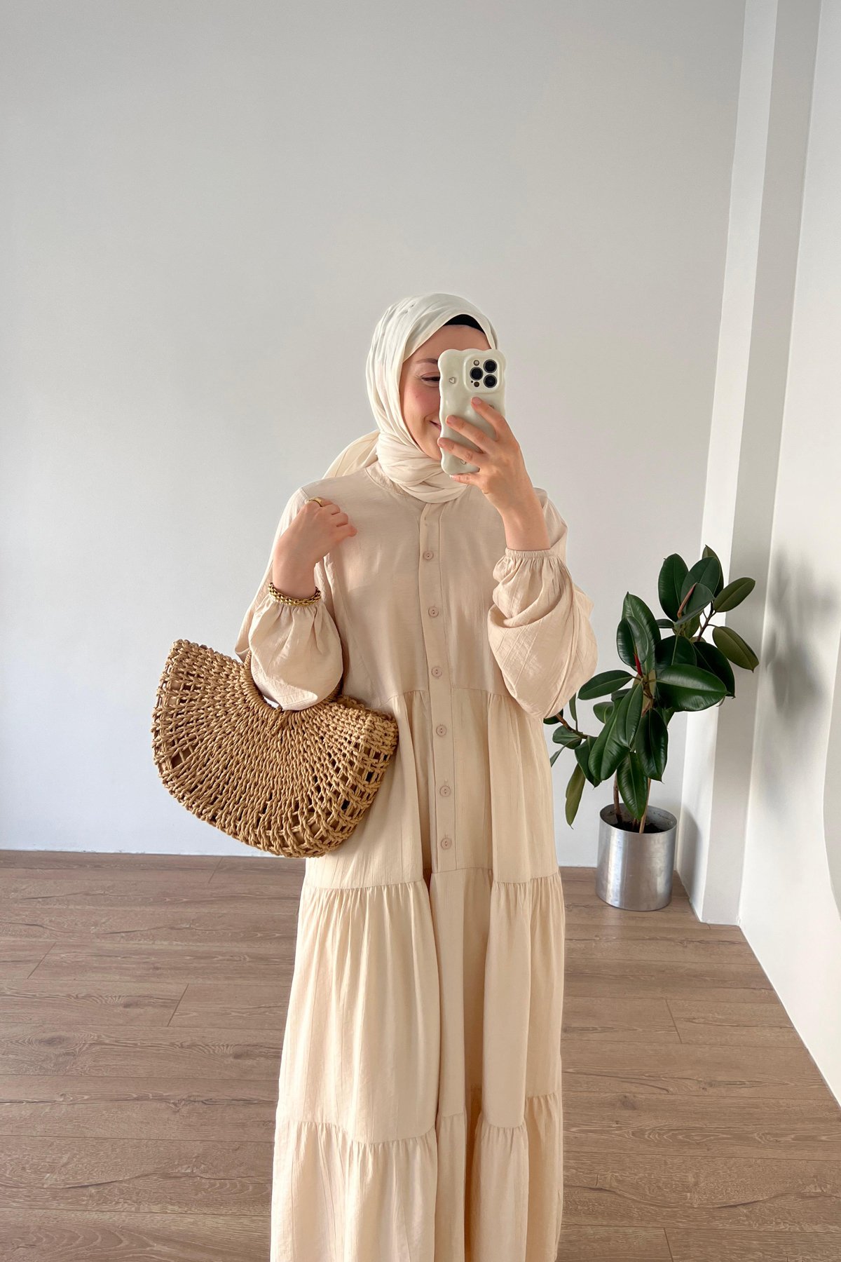 Natural Basic Elbise Bej