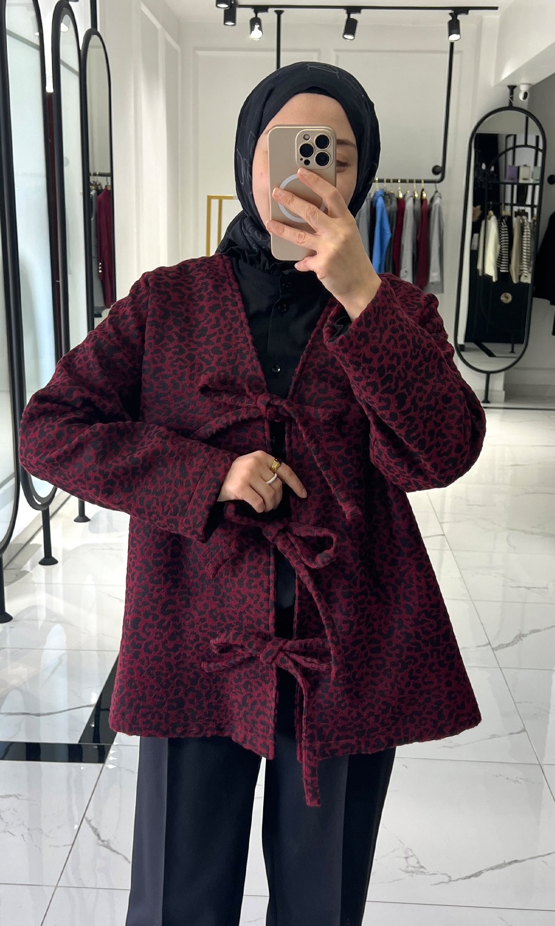 Bağcıklı Kaşe Ceket Bordo