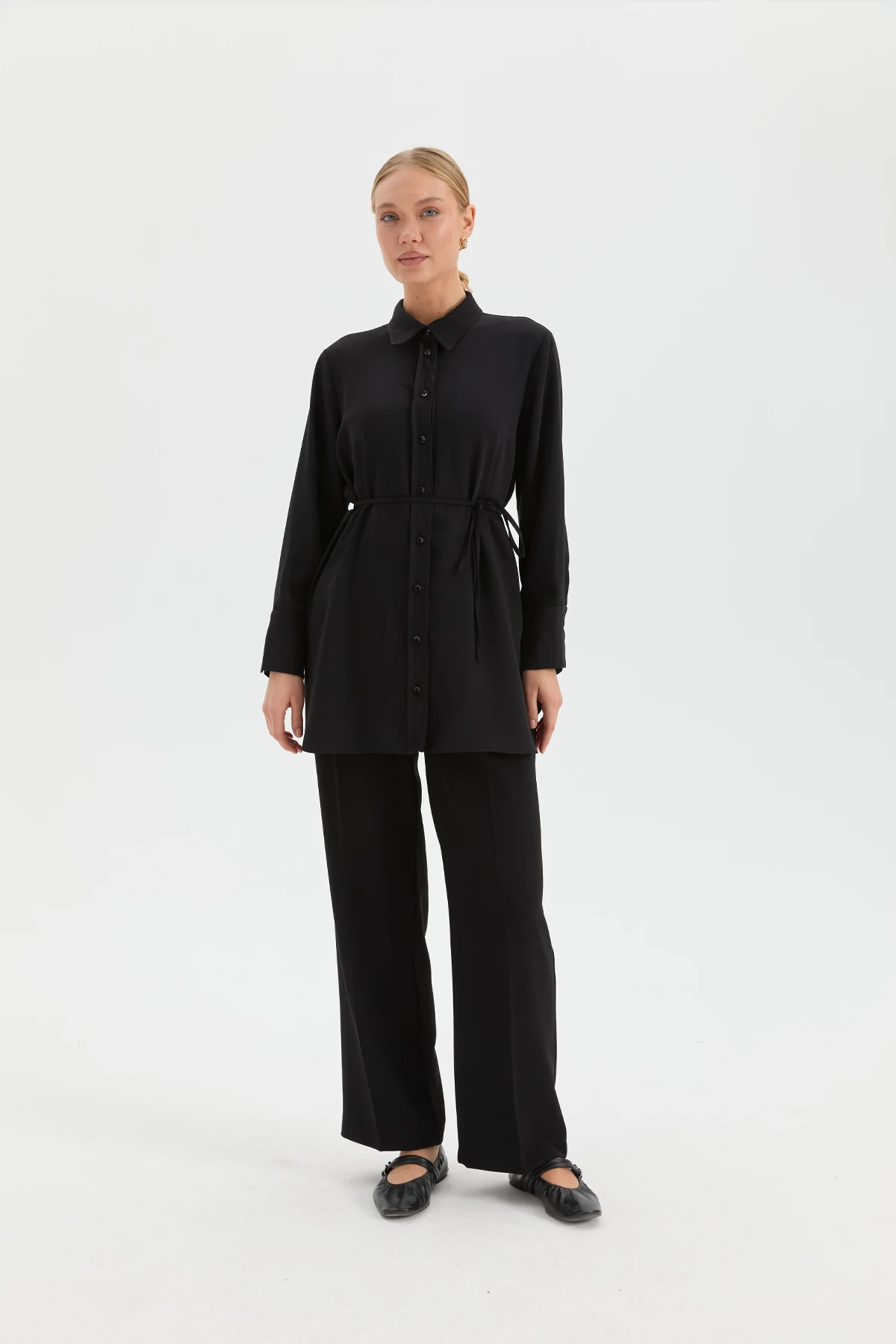 Classic Krep Gömlek - Siyah