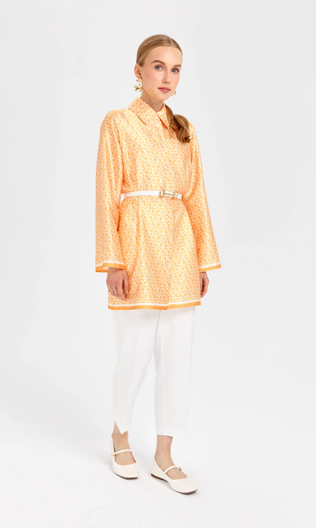 Roma Saten Gömlek Oranj