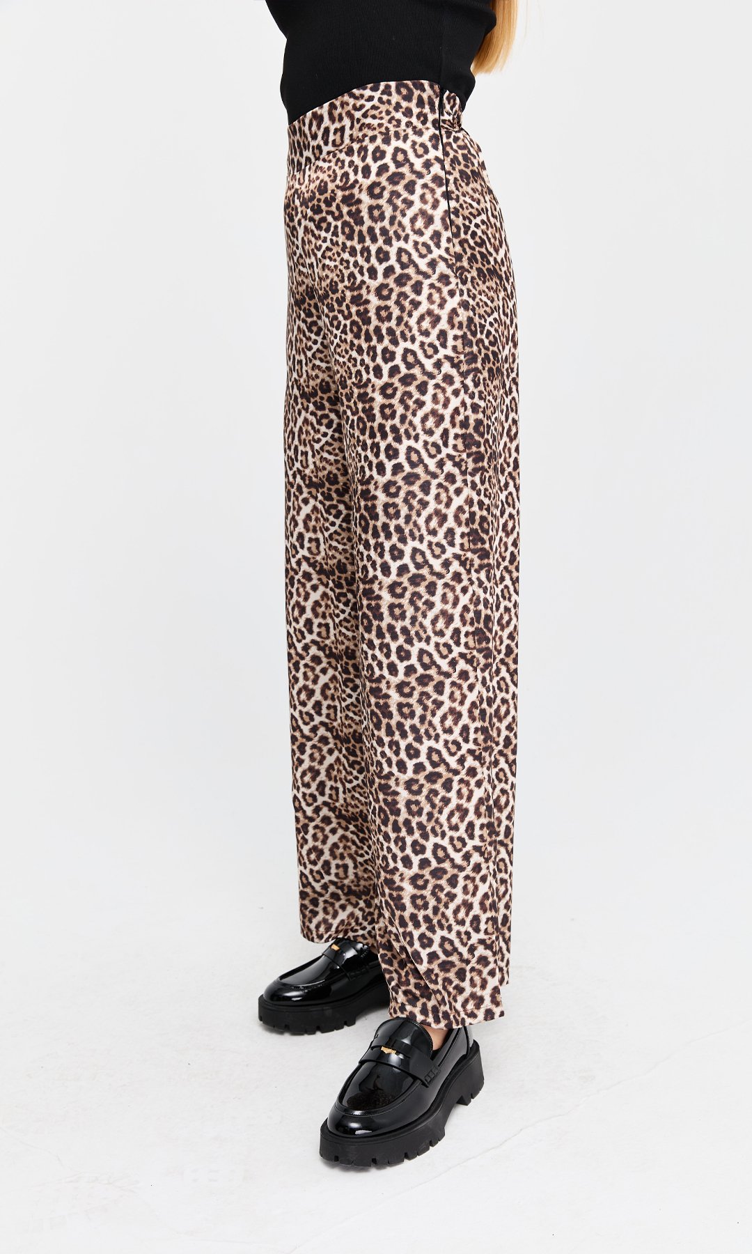 Leopar Desen Saten Pantolon