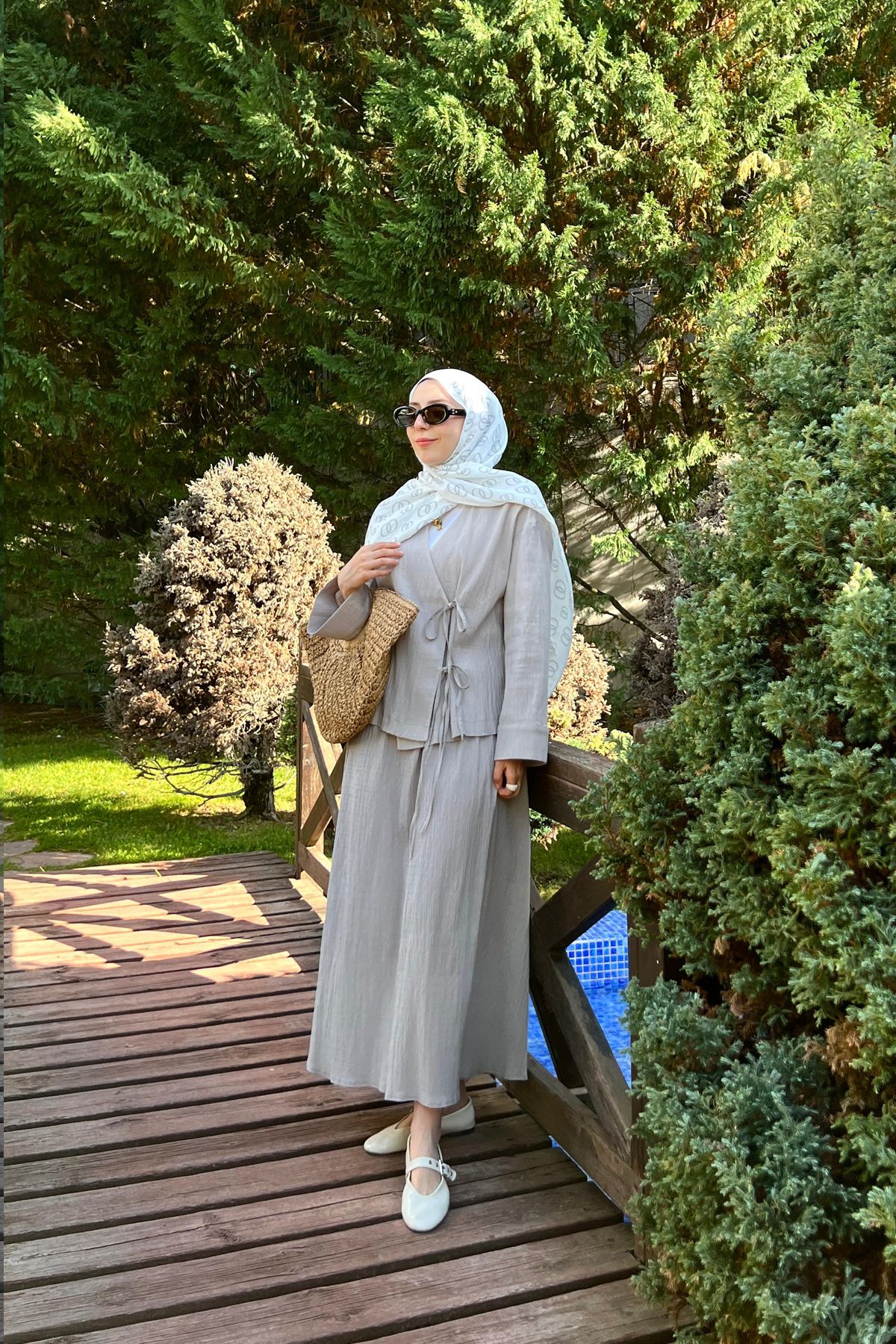 Kimonolu Etekli Takım Gri