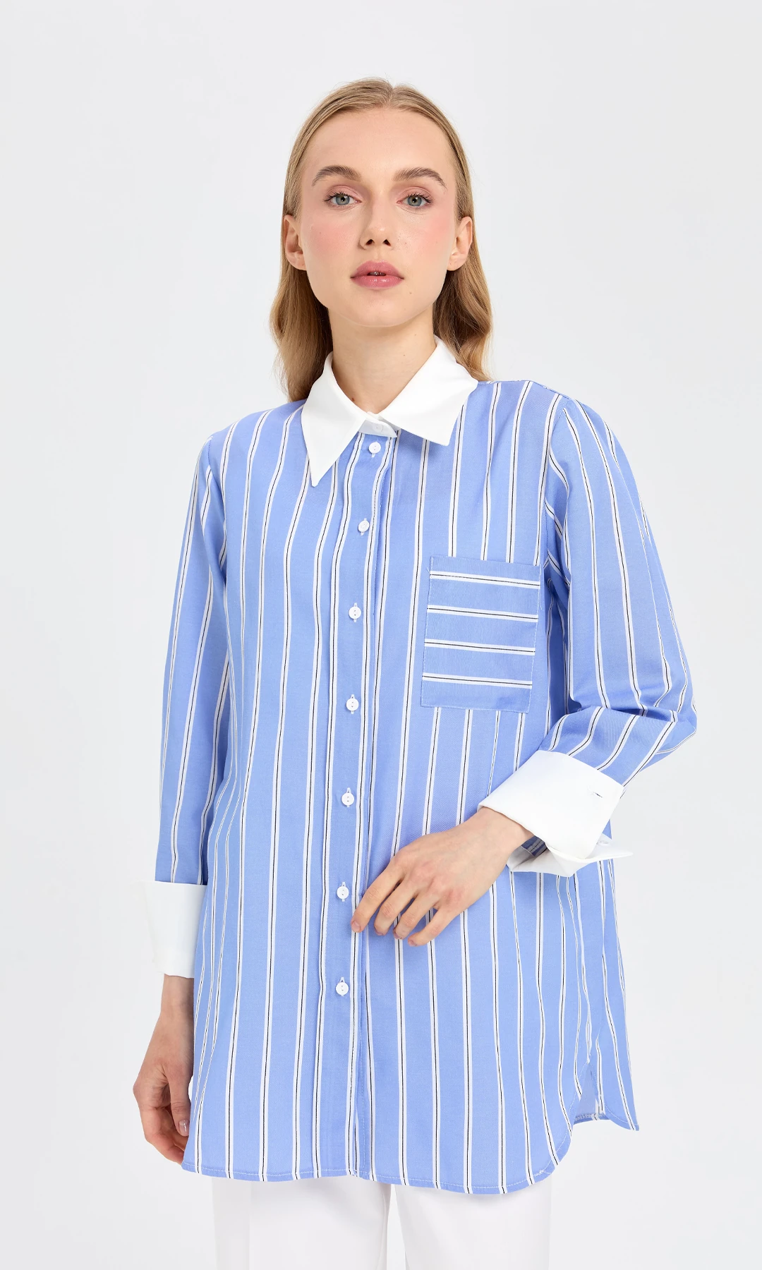 Merlin Garnili Gömlek Mavi