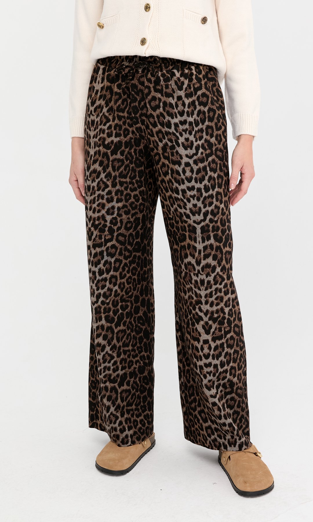 Leopar Desen Dokuma Pantolon