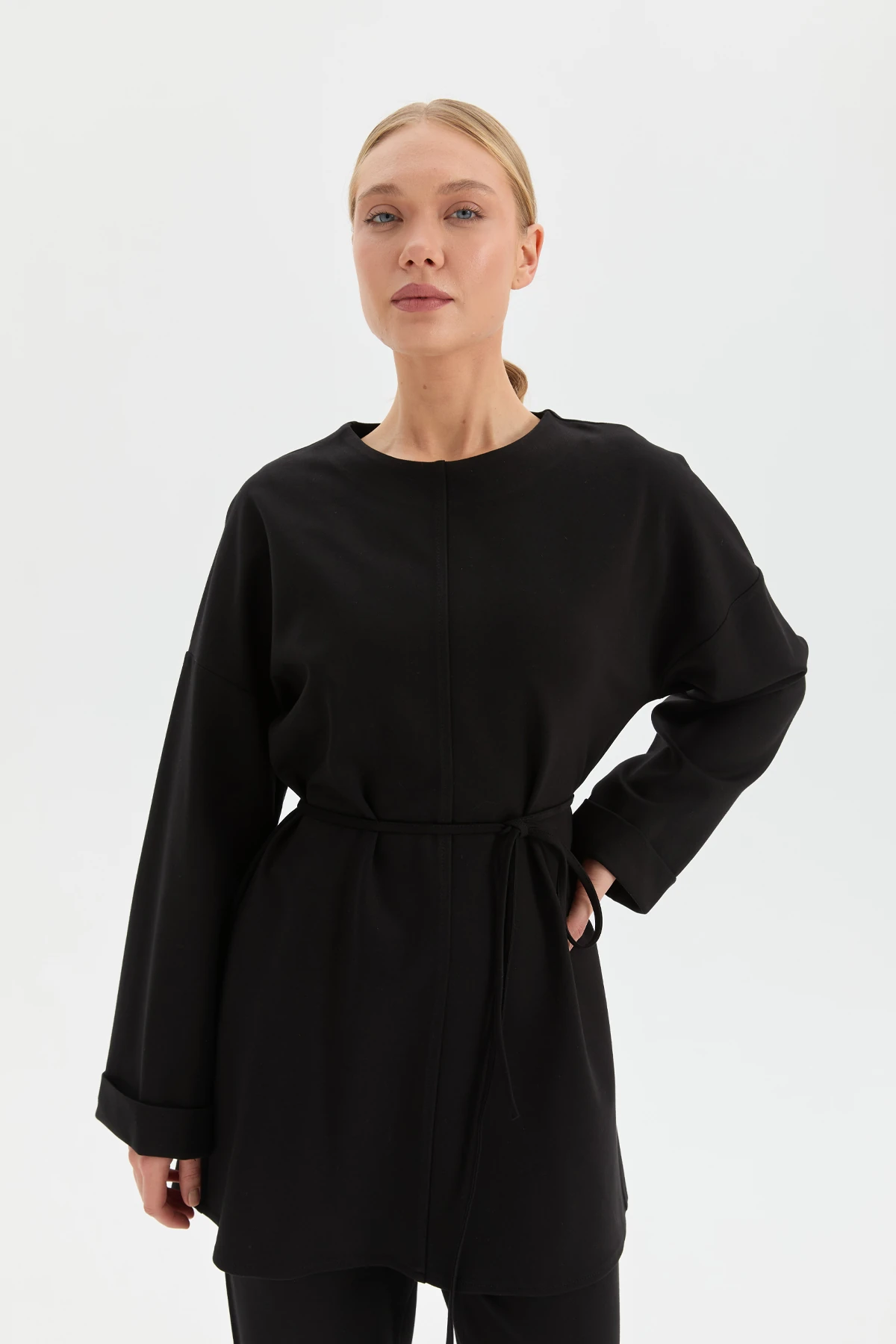 Nervür Detaylı Sweat - Siyah