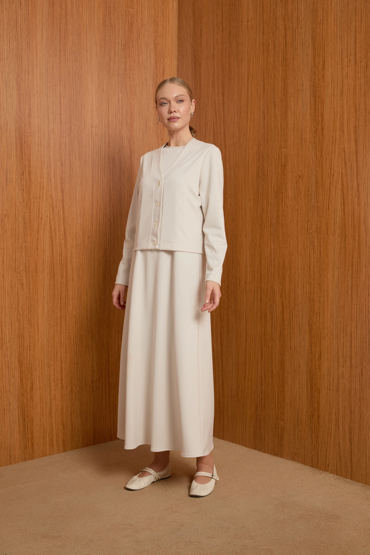 Ceket-Elbise Örme Takım - Kemik