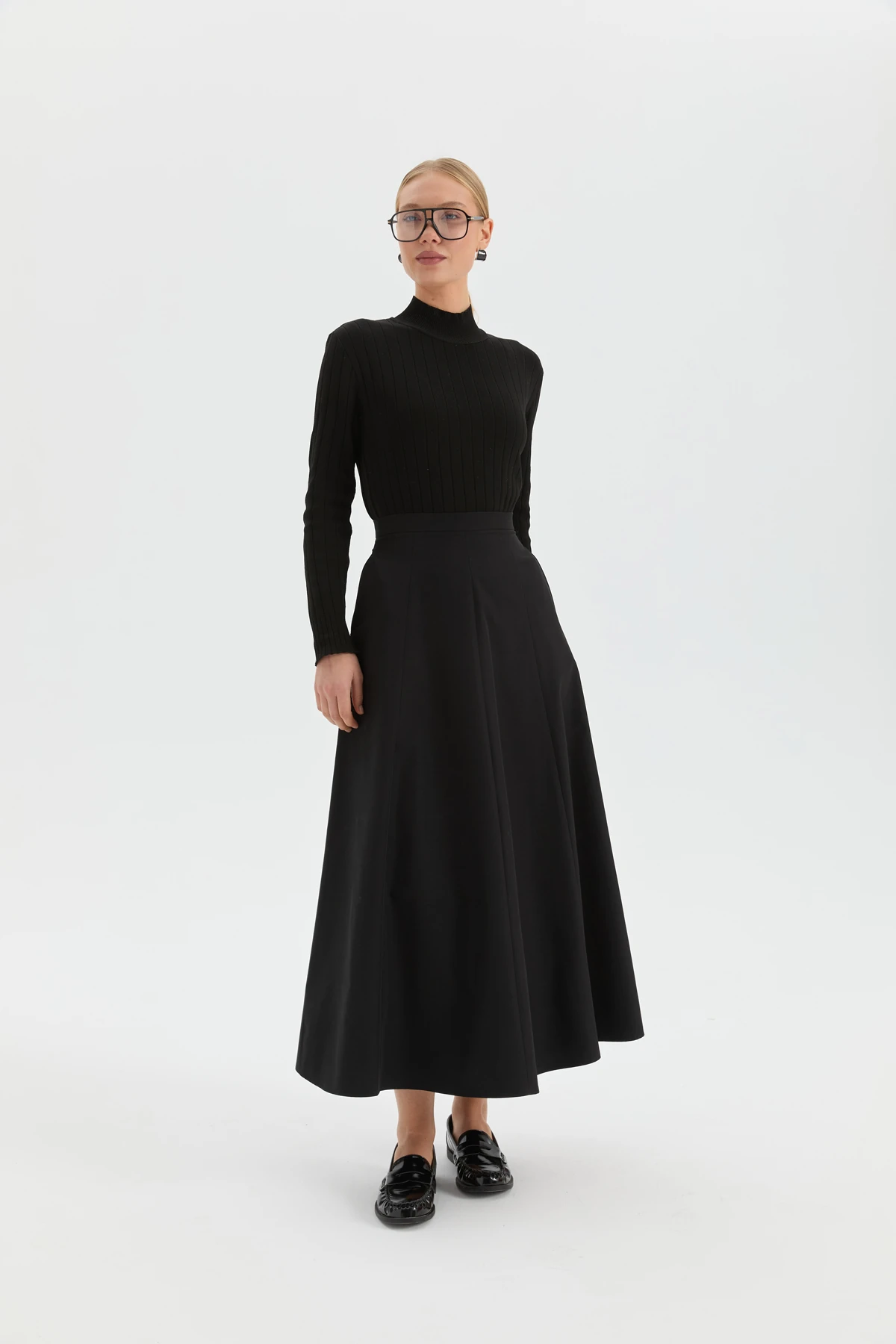 Cep Detaylı Godeli Etek - Siyah