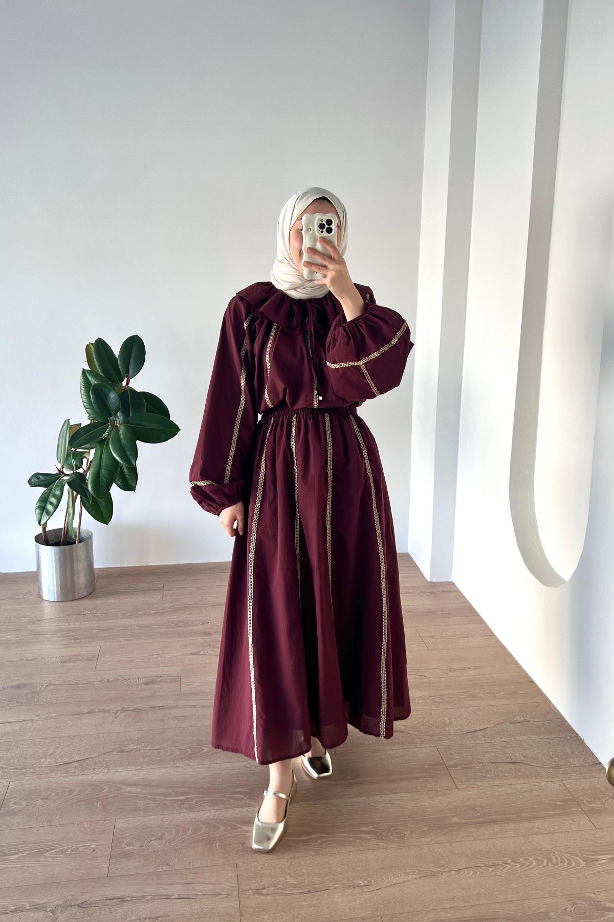 Biyeli Vual Takım Bordo