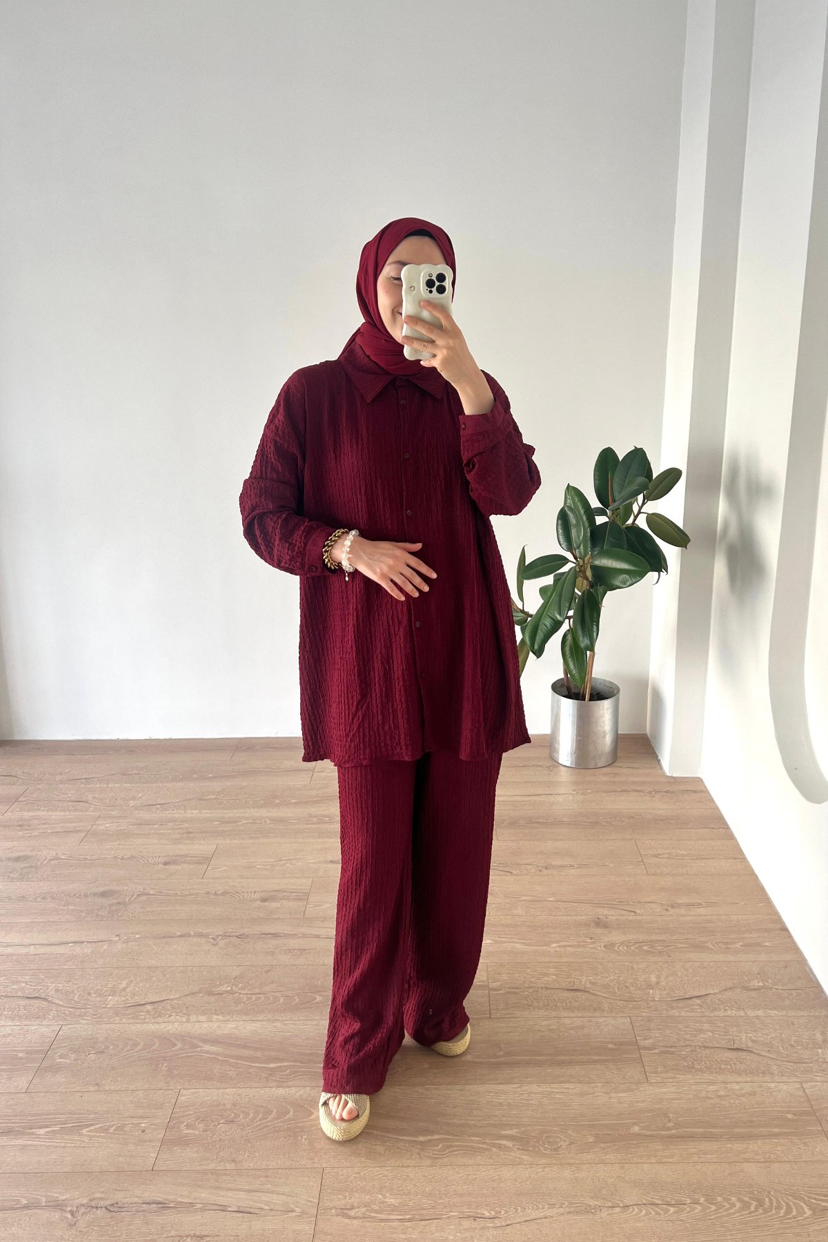 Gofreli Takım Bordo