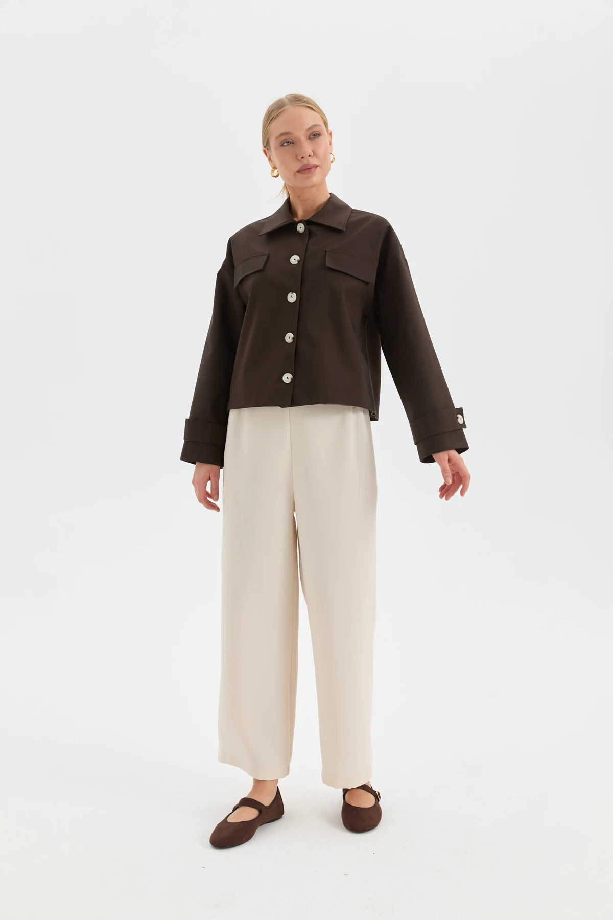 Önden Düğmeli Ceket - Acı Kahve