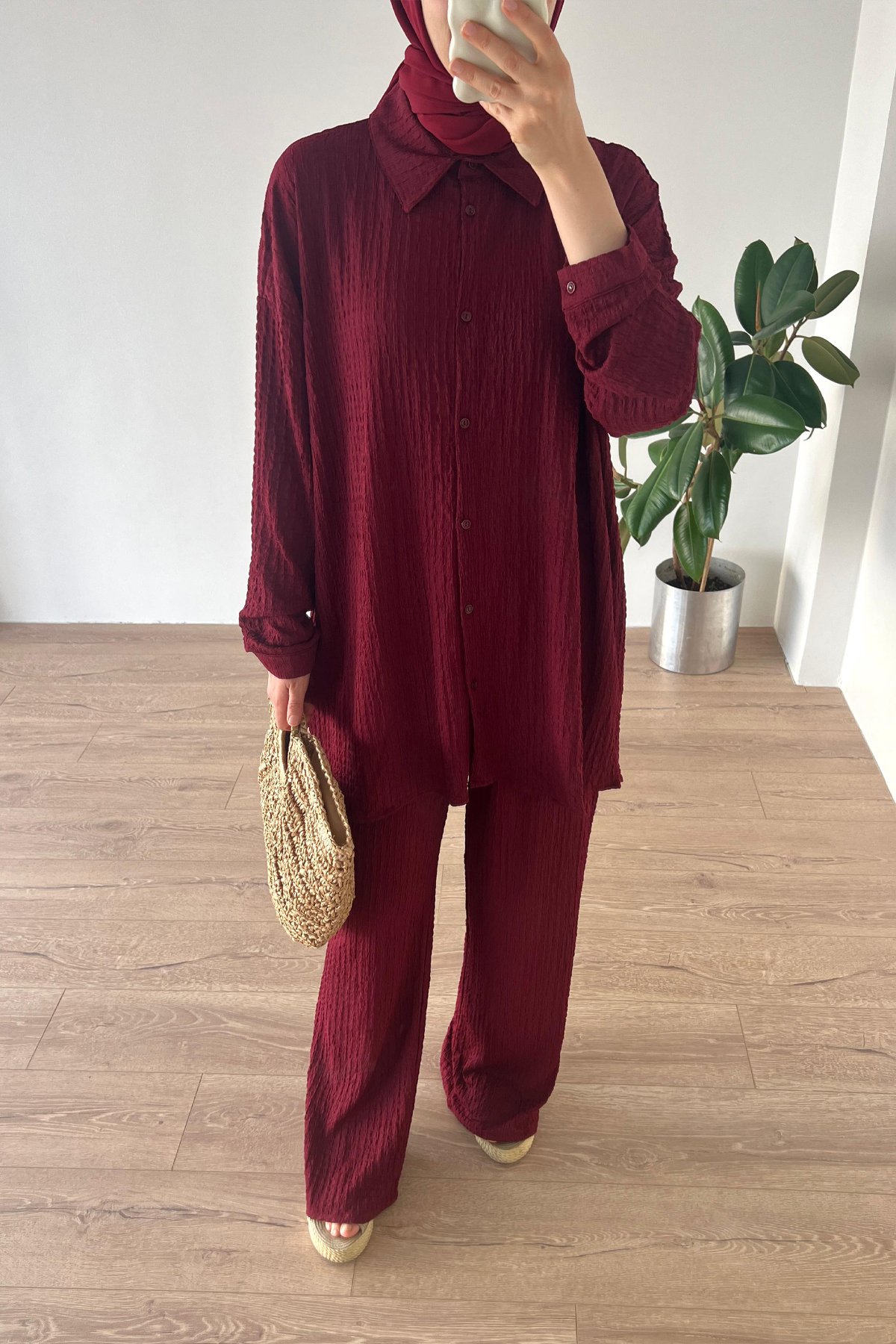 Gofreli Takım Bordo