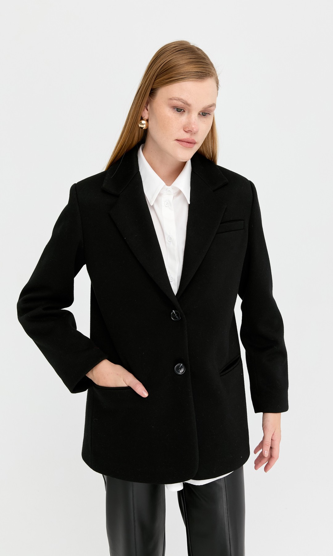 Kaşe Blazer Ceket Siyah
