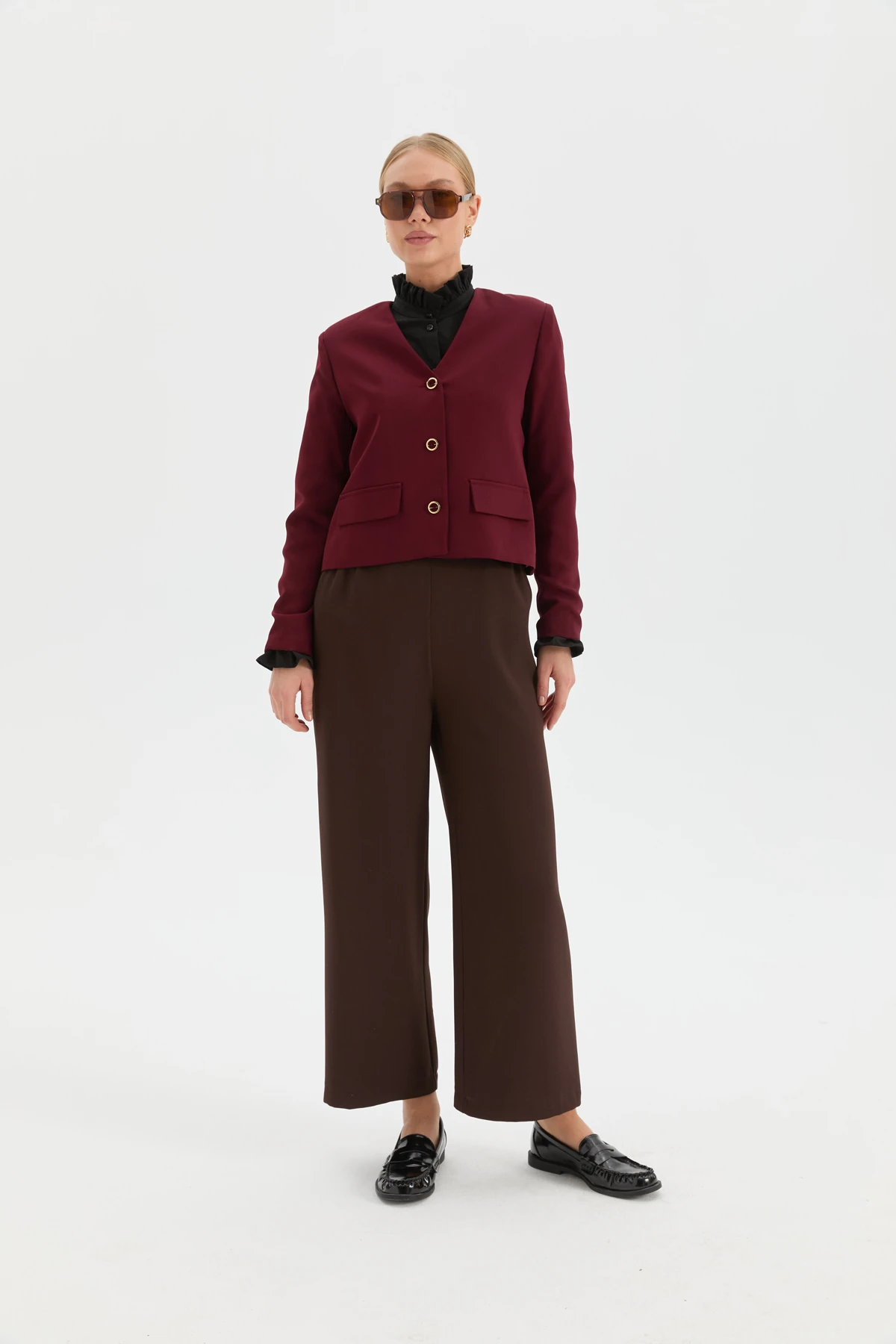 Ekstra Geniş Paça Pantolon - Acı Kahve