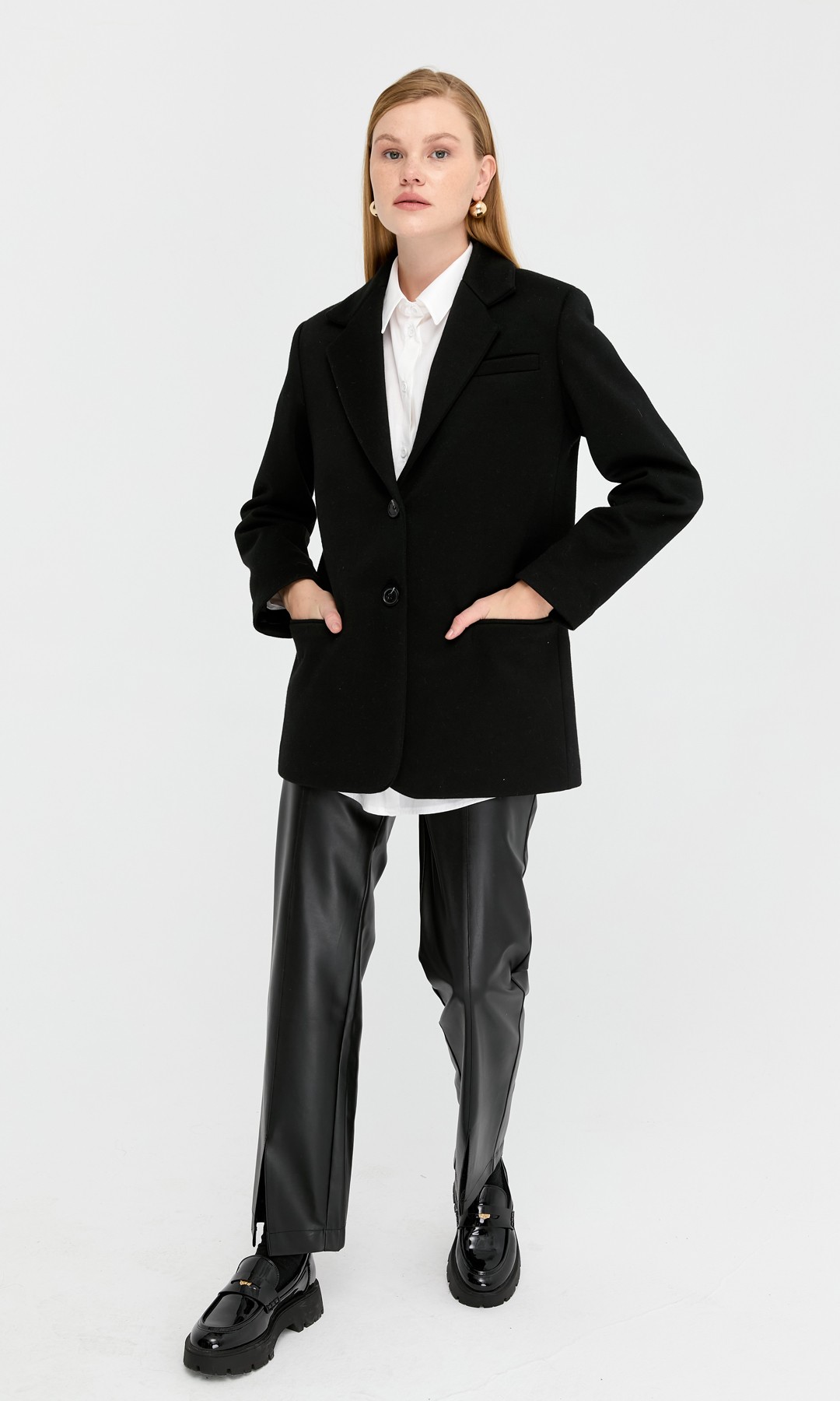 Kaşe Blazer Ceket Siyah