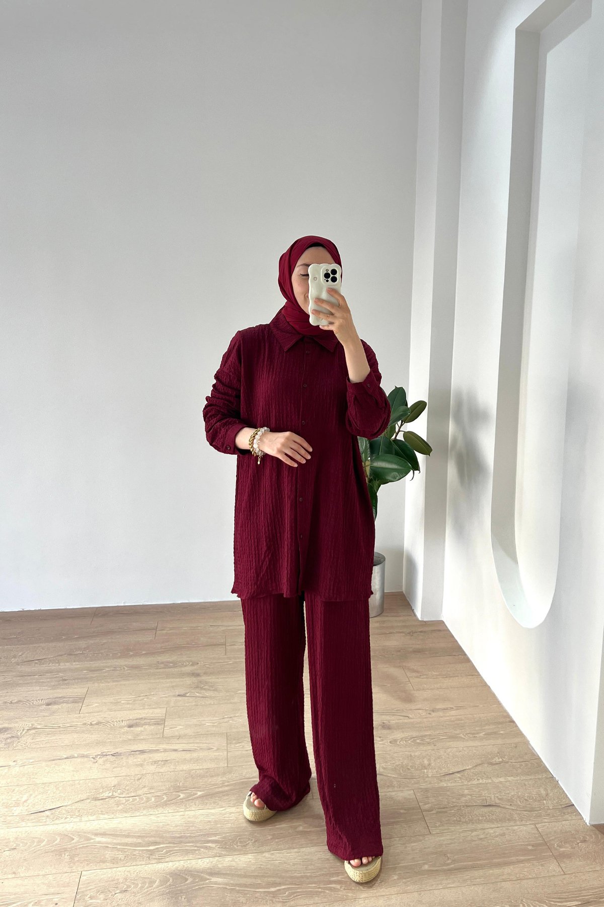 Gofreli Takım Bordo