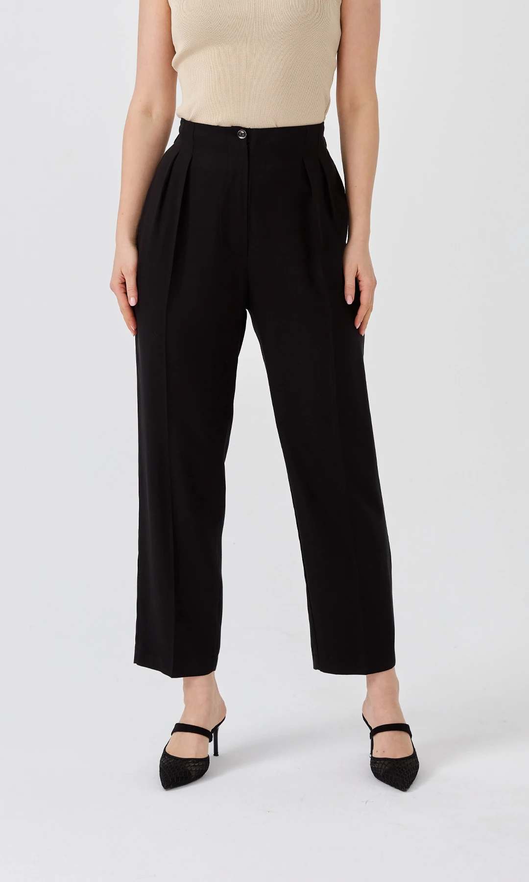 Pileli Havuç Form Pantolon Siyah