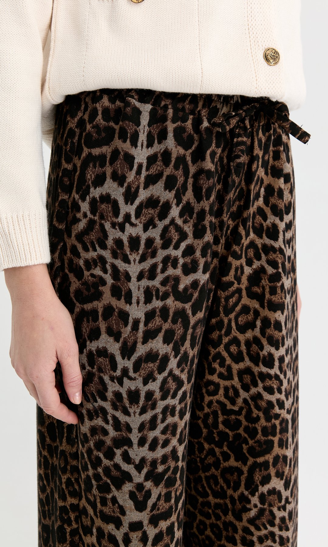 Leopar Desen Dokuma Pantolon
