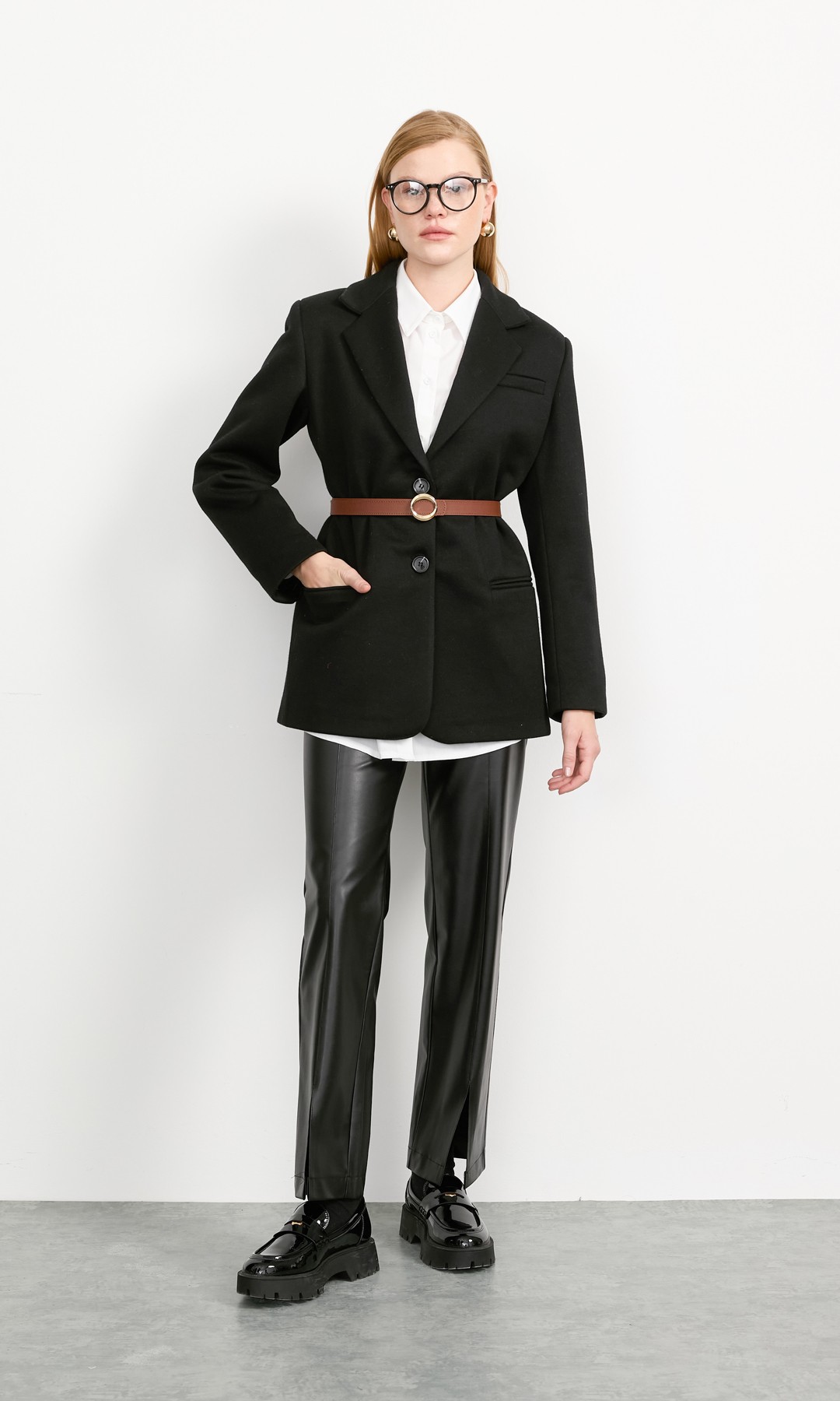 Kaşe Blazer Ceket Siyah